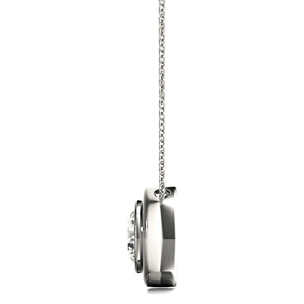 Bezel Set Round Diamond Solitaire Necklace Pendant-VIRABYANI