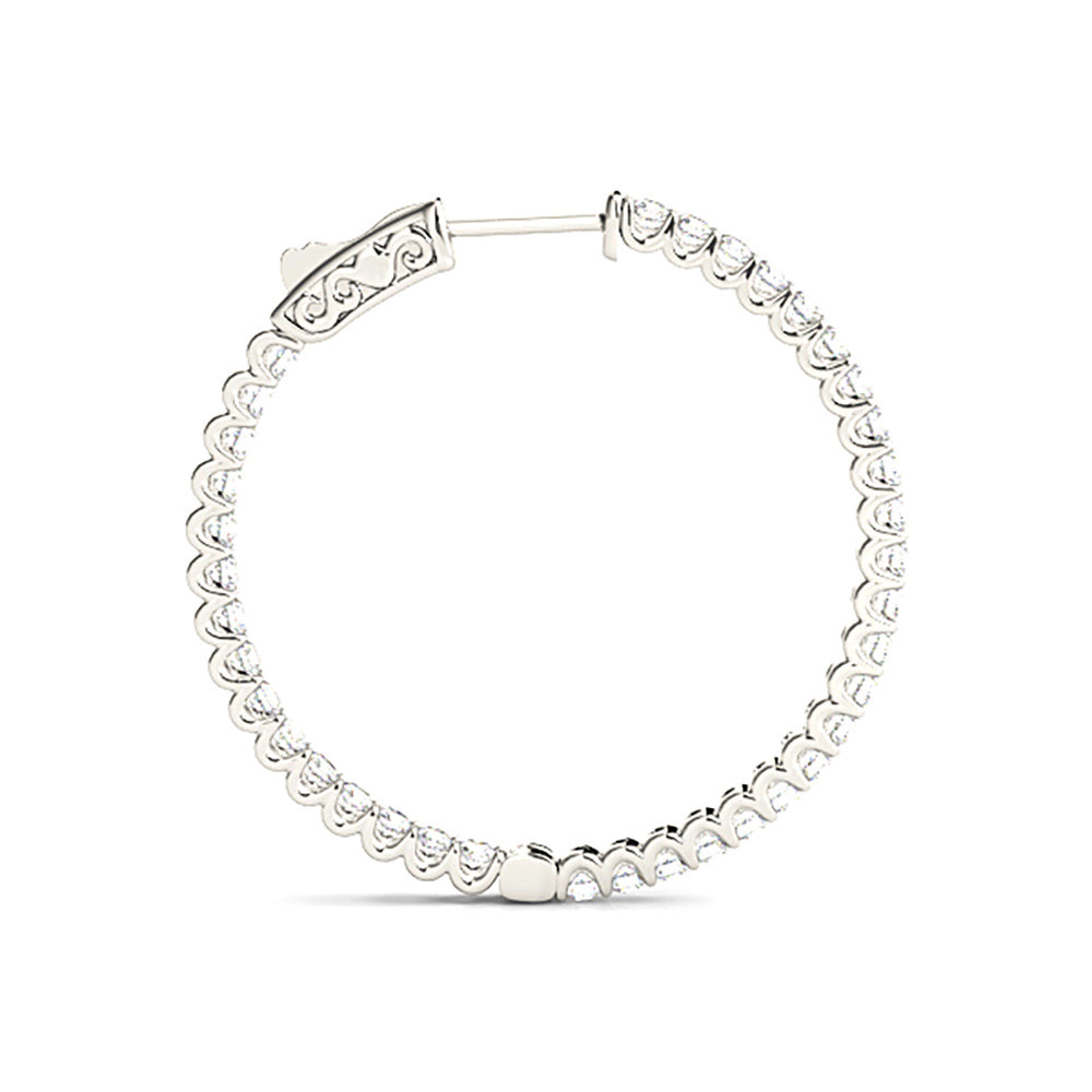 Inside-Out 1.50 ctw Diamond Hoop Earrings "U" Prong Set