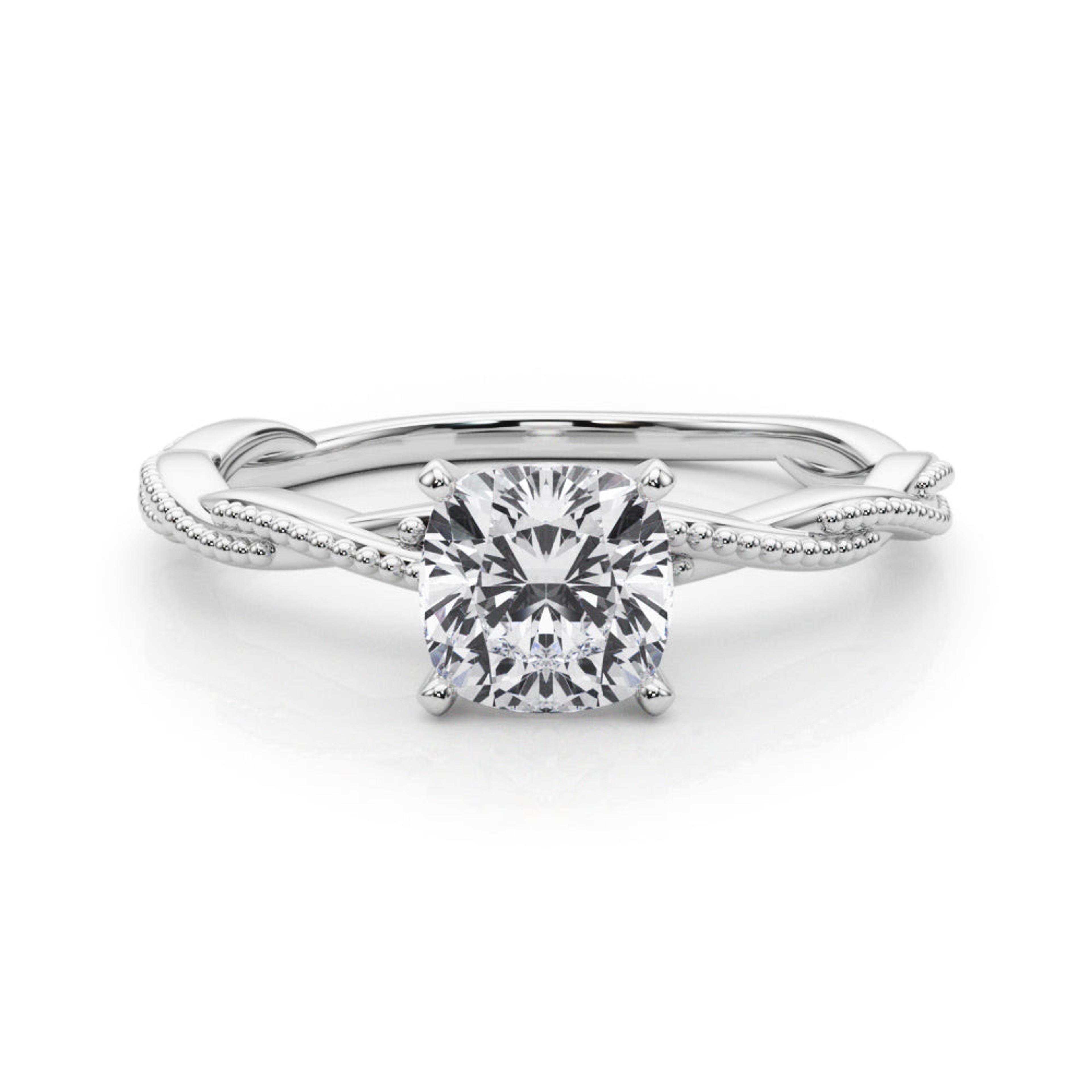 Anastasia Twisted Vine Cushion Diamond Solitaire Engagement Ring