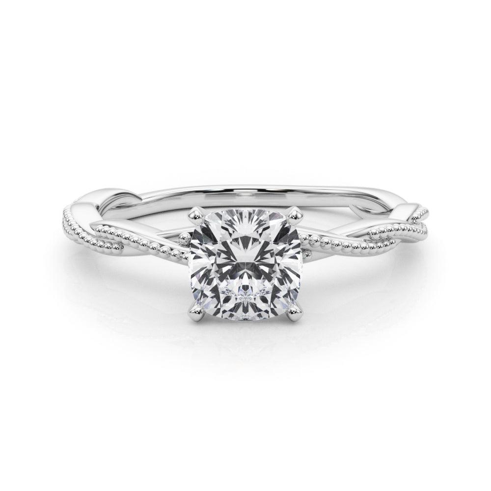 Anastasia Twisted Vine Cushion Diamond Solitaire Engagement Ring