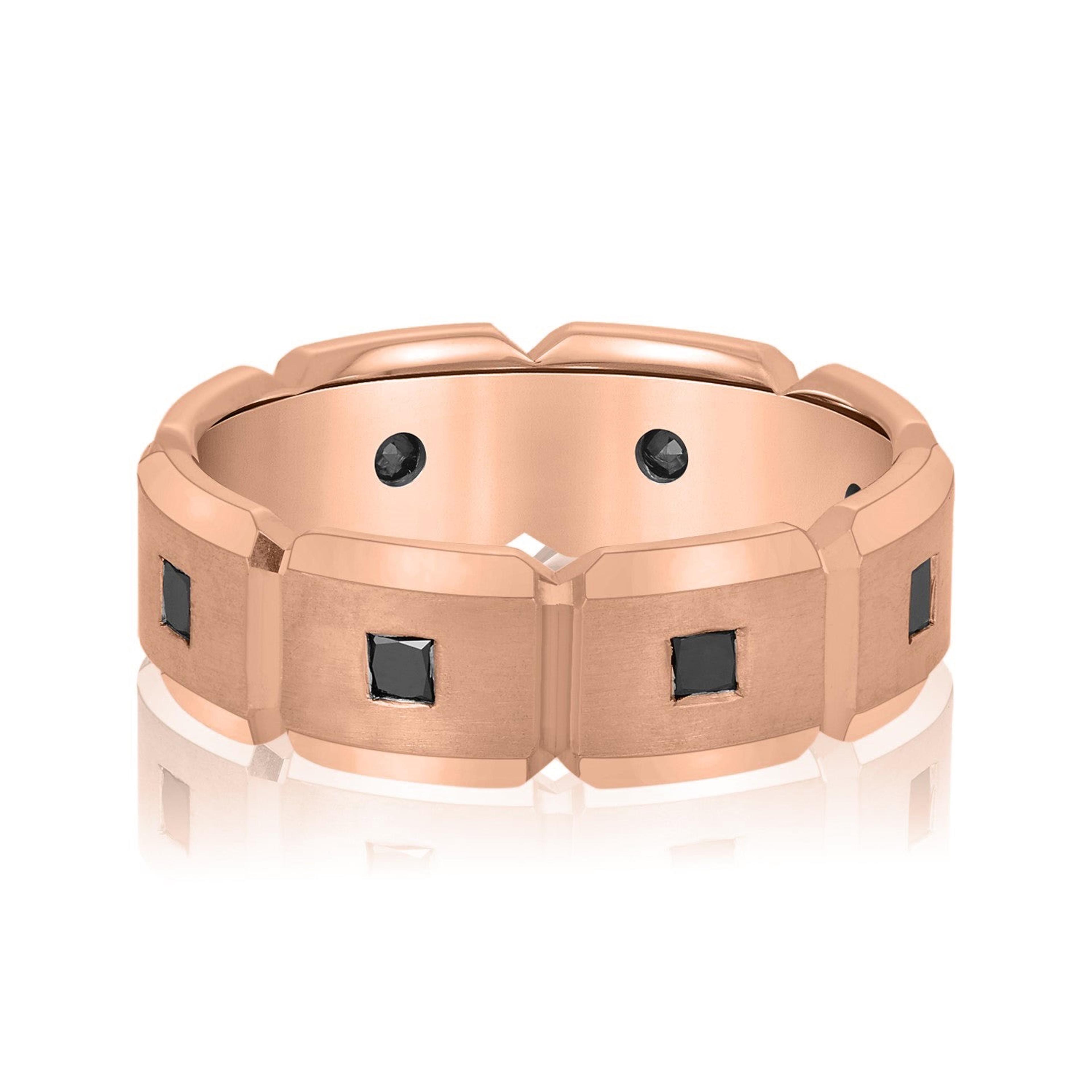Men's Black Diamond Brick Squared Accented Wedding Band