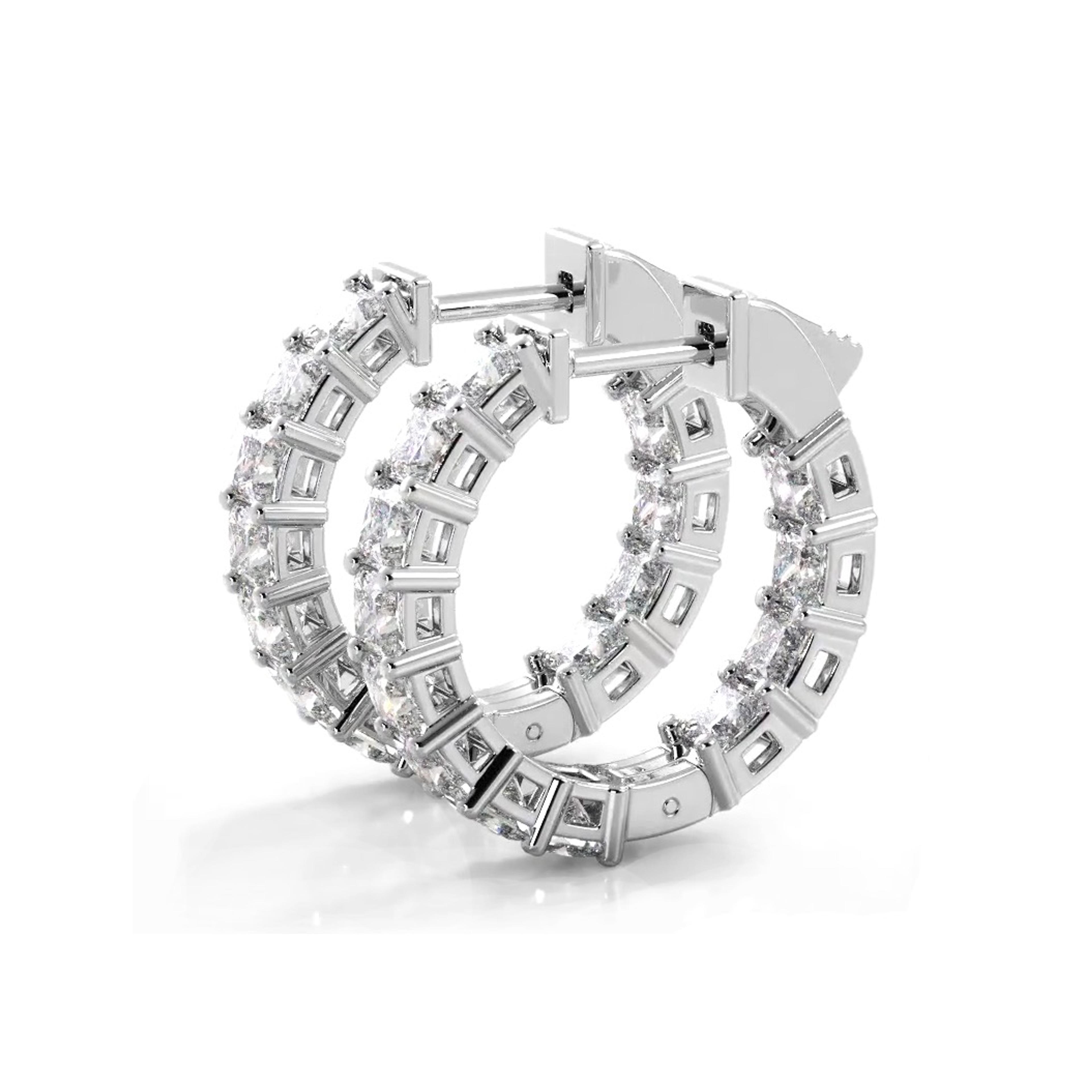 3.50 ctw. Princess Cut Diamond Hoop Earrings