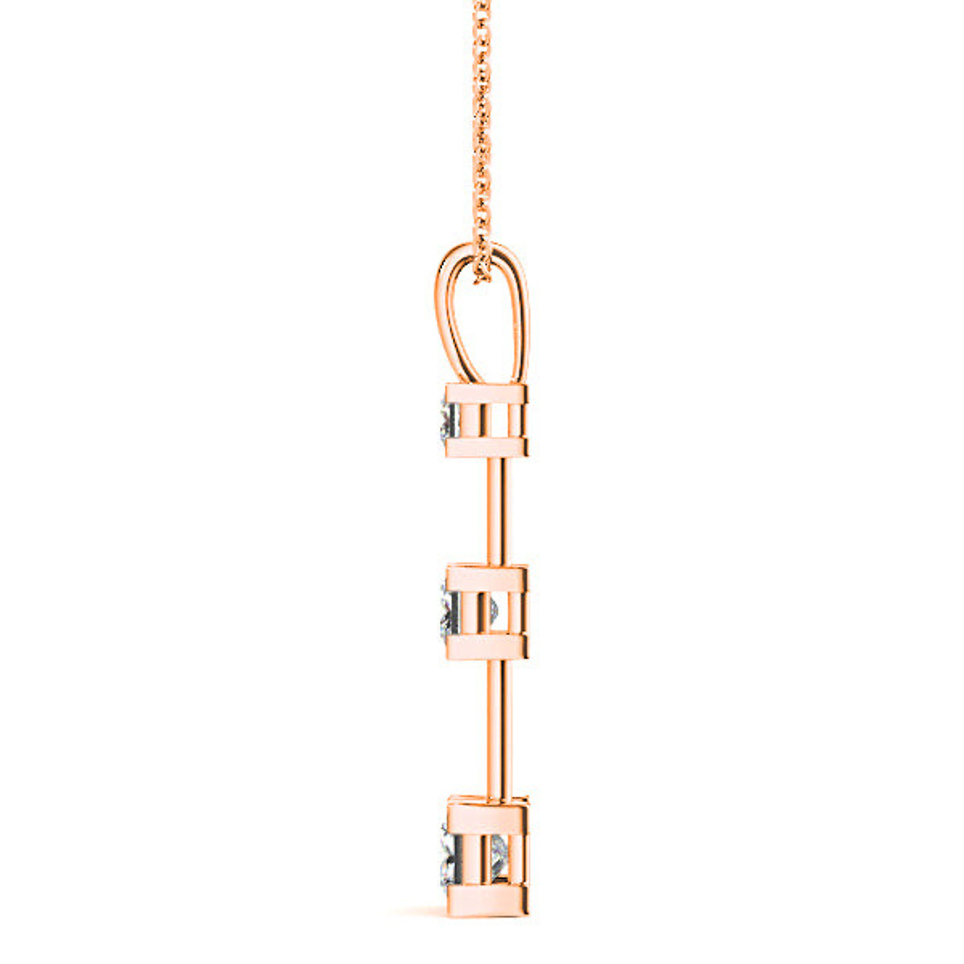 V Prong 1.25 ctw Graduated Princess Cut Diamond Three Stone Necklace Pendant-VIRABYANI