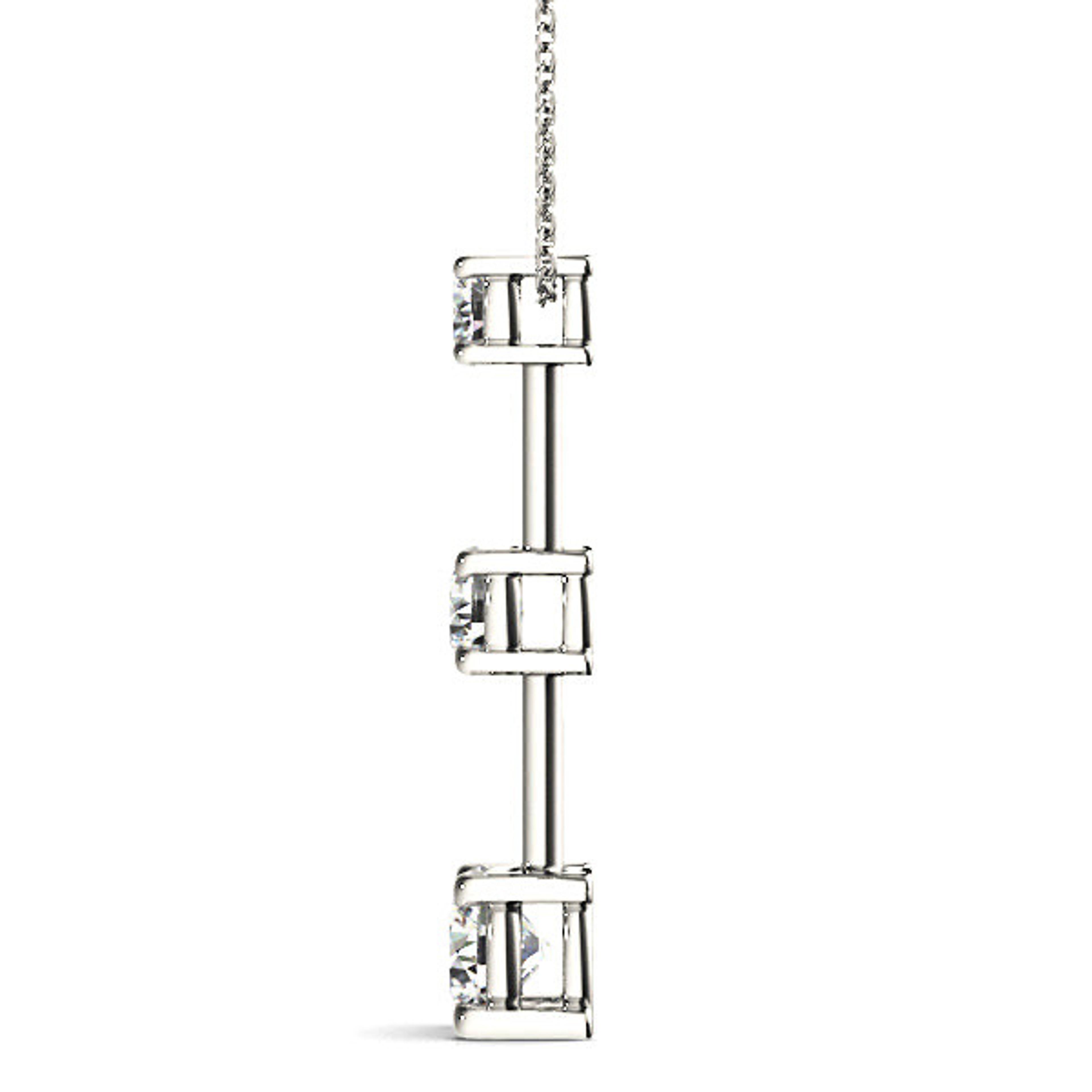 Graduated 1.00 ctw Diamond Three Stone Necklace Pendant-VIRABYANI