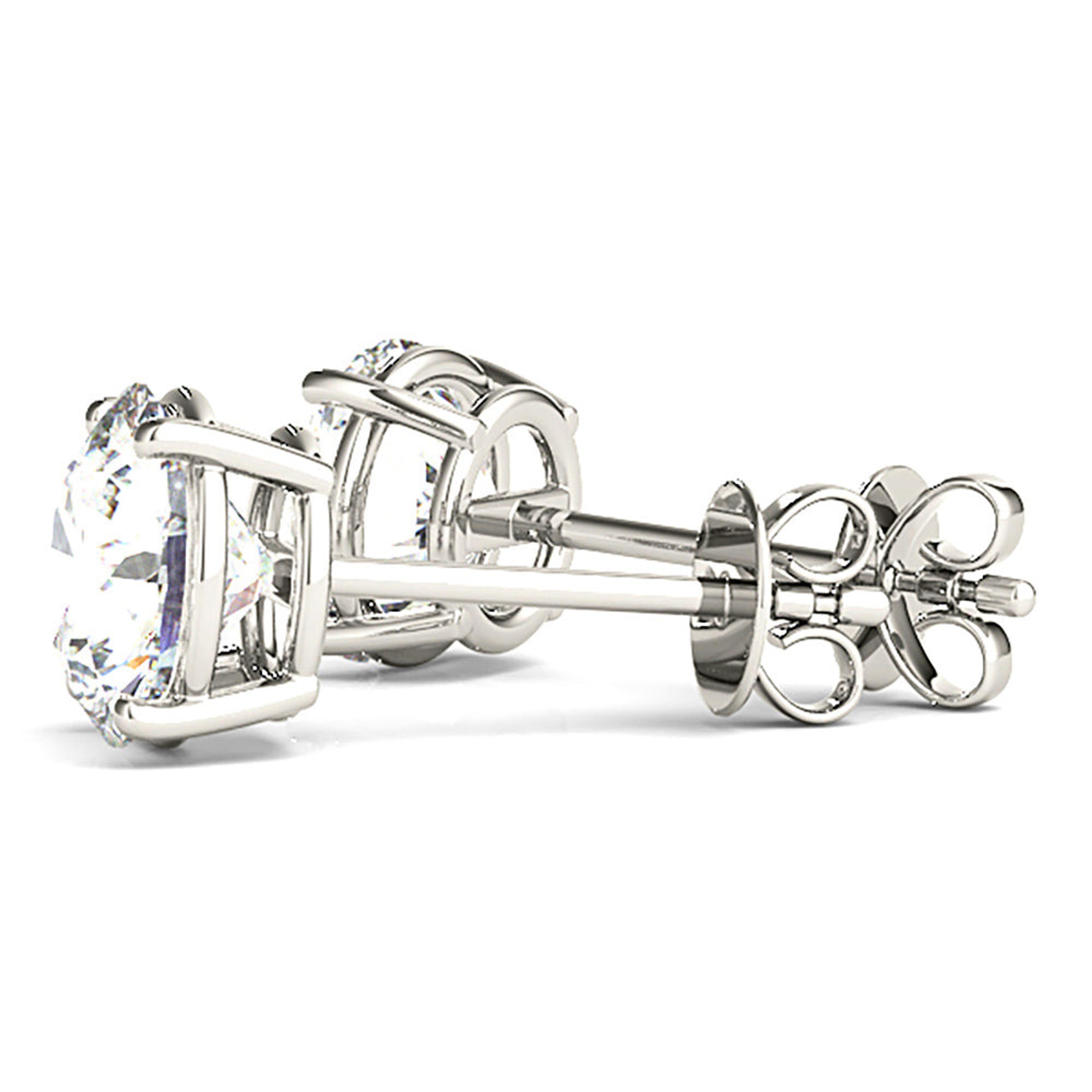 Four Prong Diamond Stud Earrings With Push Backing-VIRABYANI