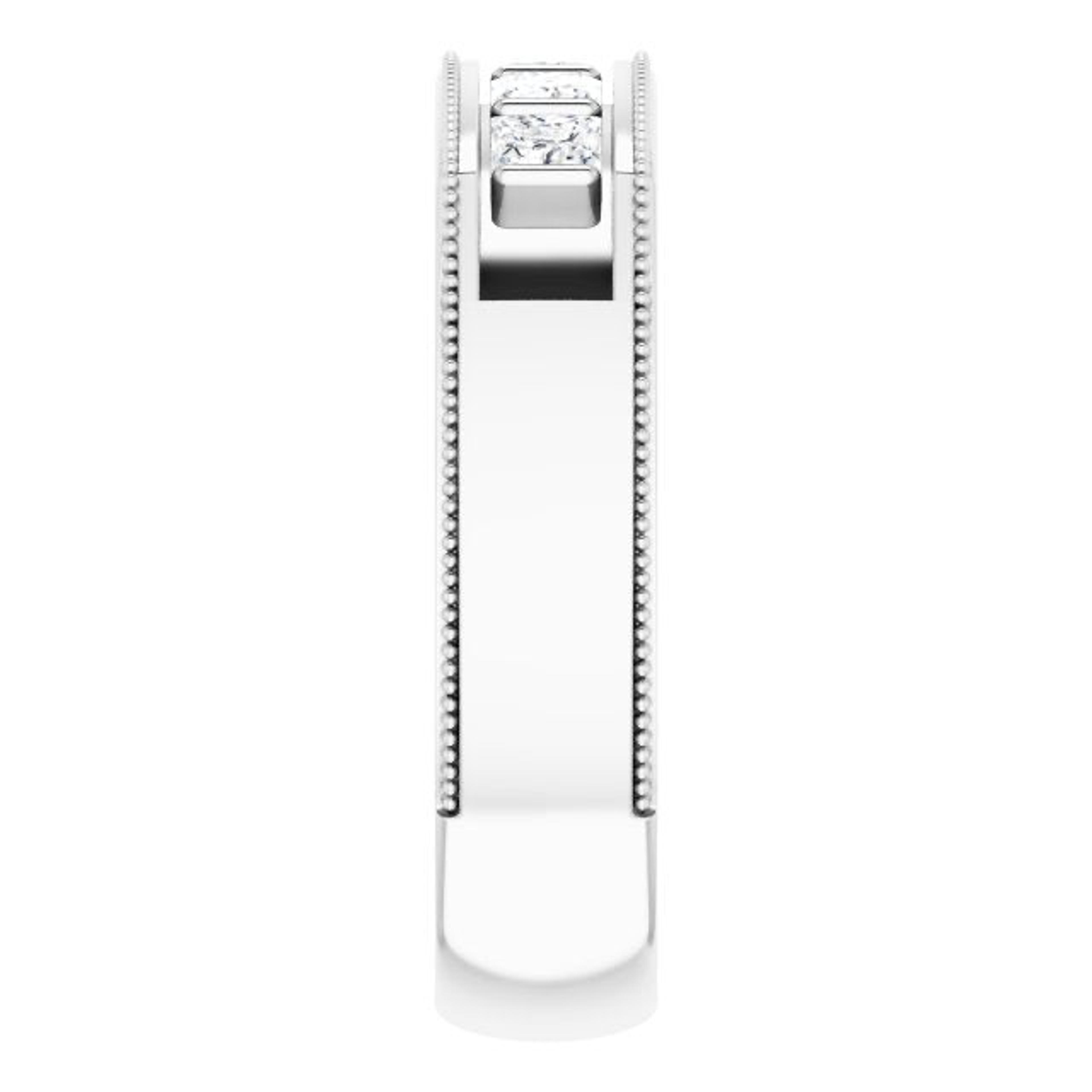 1.0 ctw Bar Set Princess Diamond Milgrain Accent Men's Ring
