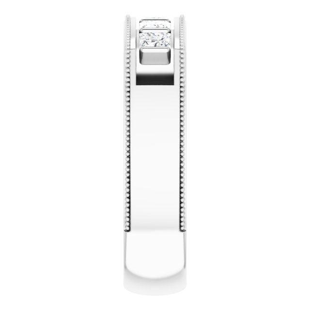 1.0 ctw Bar Set Princess Diamond Milgrain Accent Men's Ring