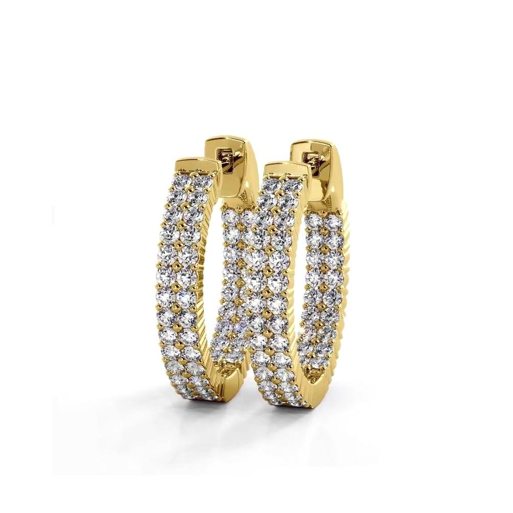 1.20 ctw. Double Row Inside Out Diamond Petite Hoop Earrings