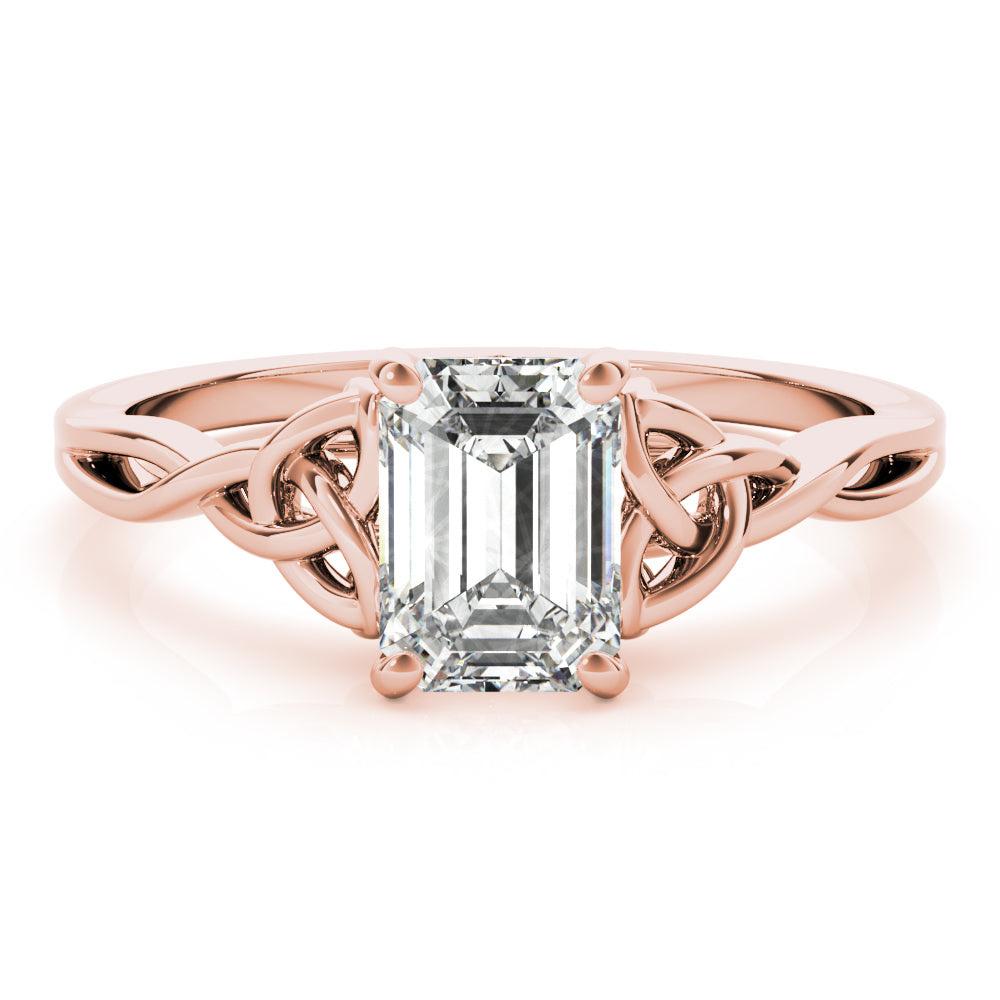 Celtic Love Knot Emerald Diamond Solitaire Engagement Ring