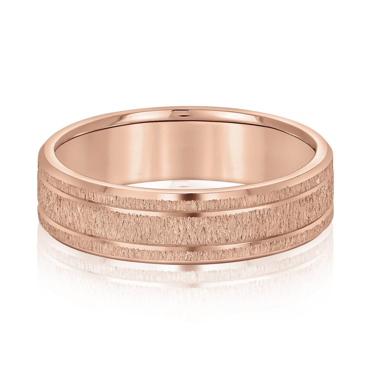 Men's Classic Carved Design Band with Double Lines