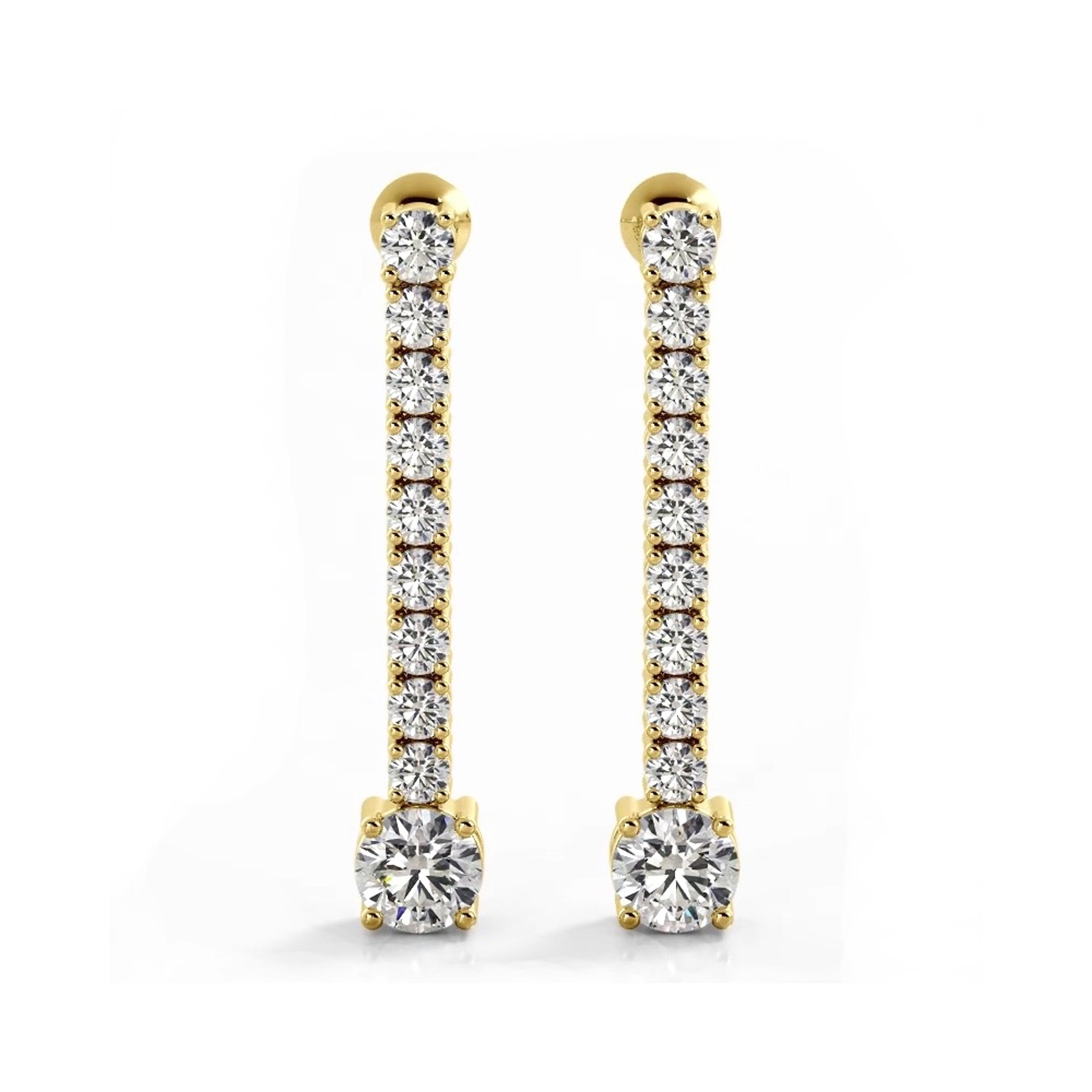 1.35 ctw. Round Diamonds Dangle Drop Earrings
