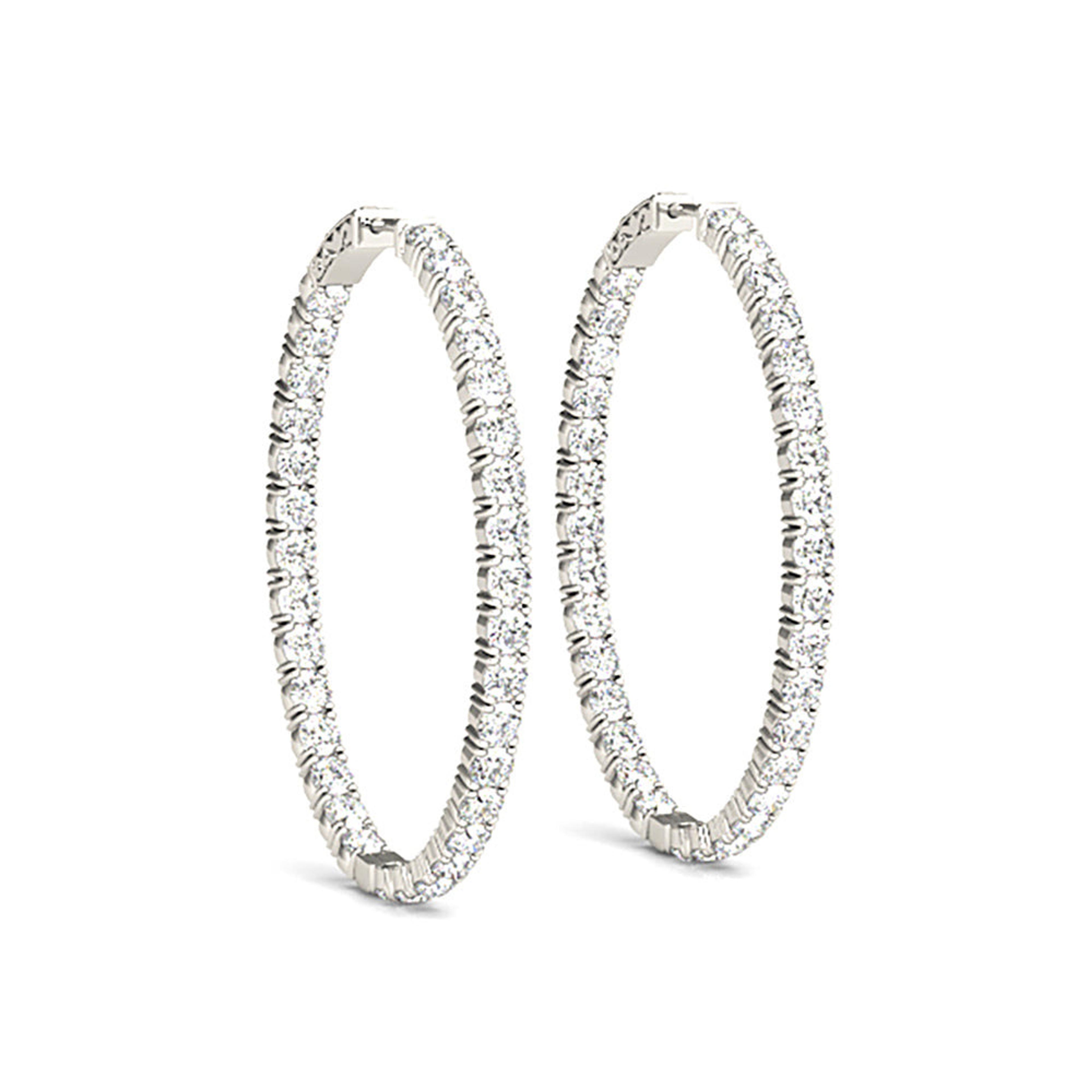 Classic 6.00 ctw Diamond Hoop Earrings Inside-Out Modern Style