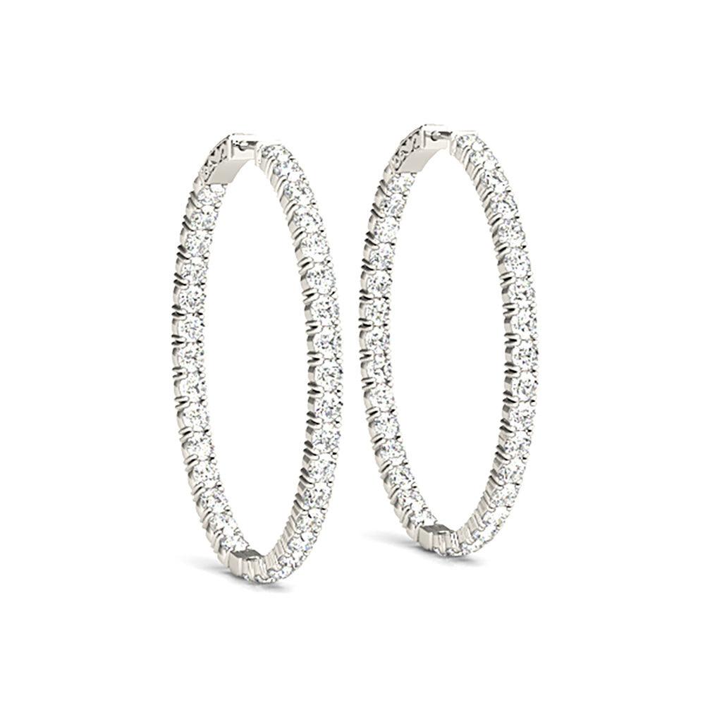 Classic 6.00 ctw Diamond Hoop Earrings Inside-Out Modern Style