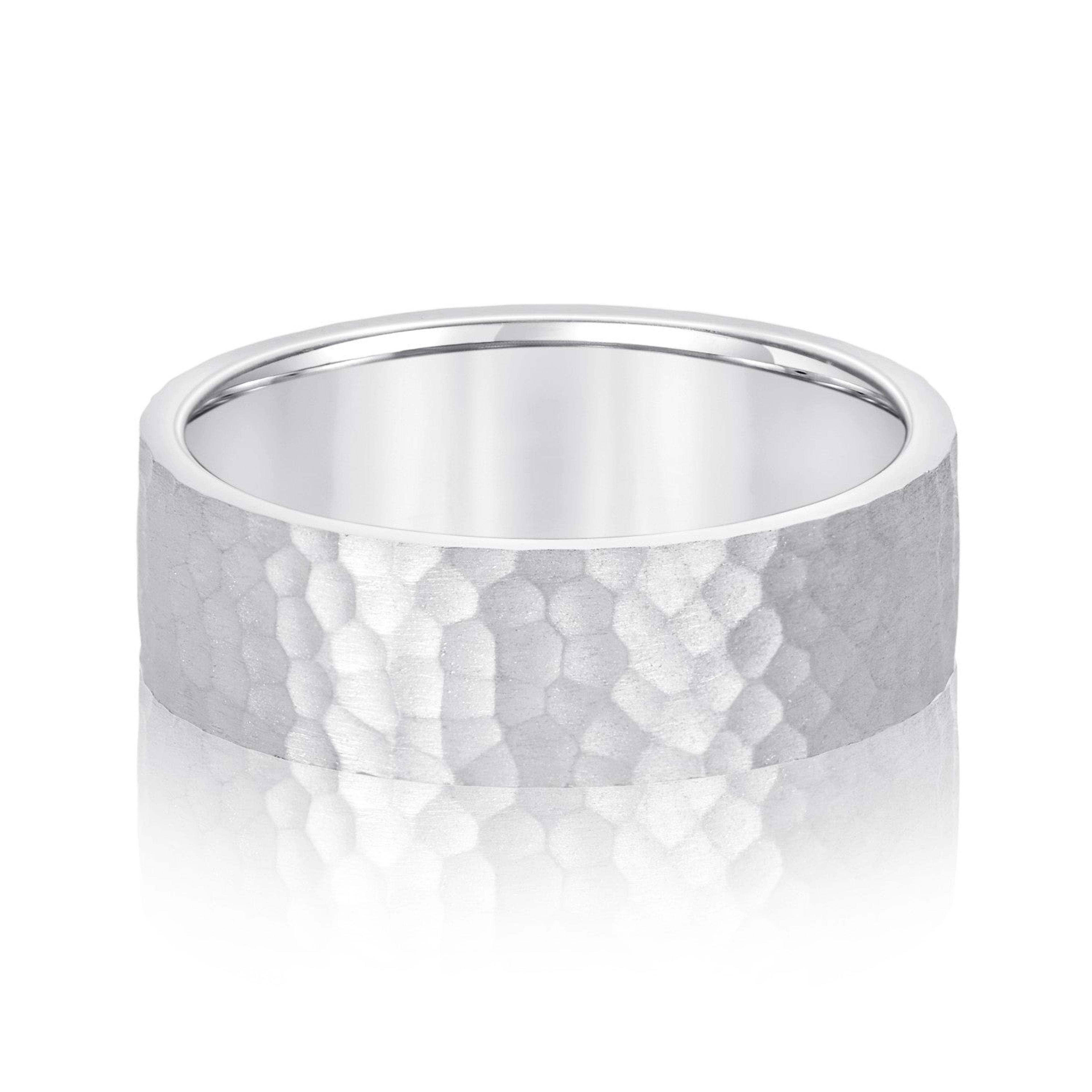Men's Flat Hammered Band Timeless Texture
