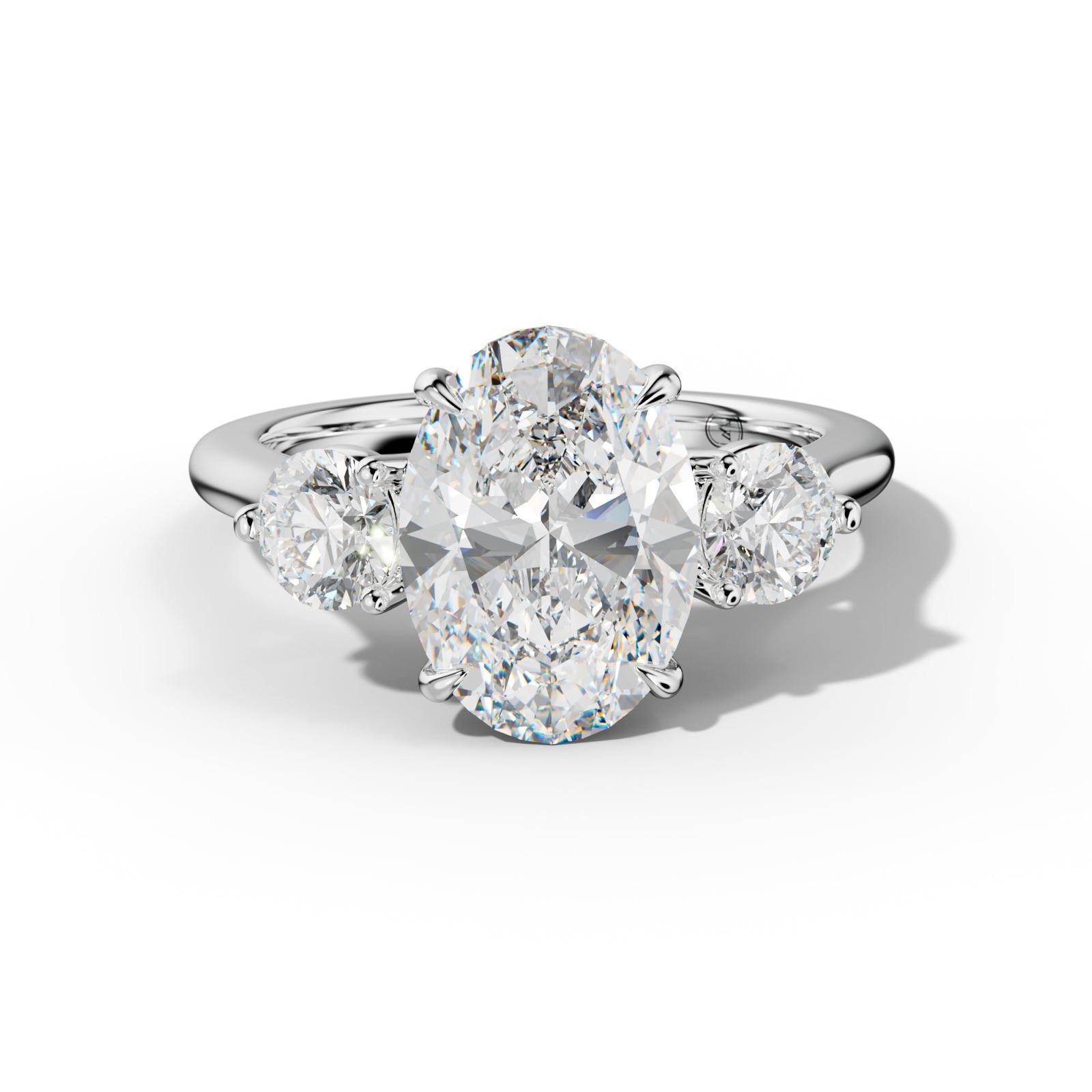 Elsa Oval Diamond Round Side Diamond Engagement Ring