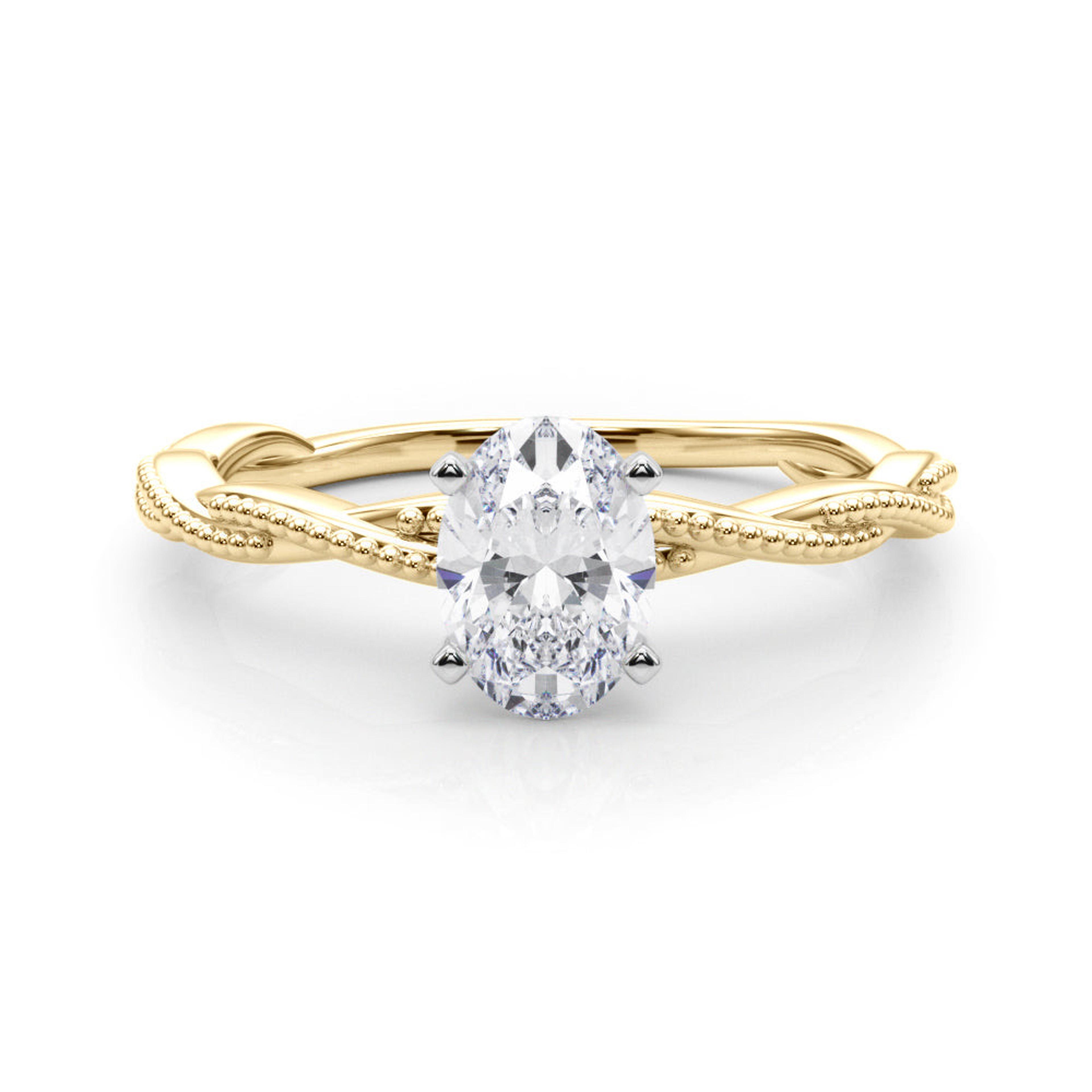 Anastasia Twisted Vine Oval Lab Grown Diamond Solitaire Engagement Ring IGI Certified