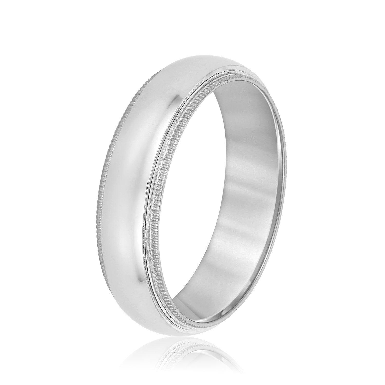 Domed Milgrain Classic Men's Wedding Band Comfort Fit