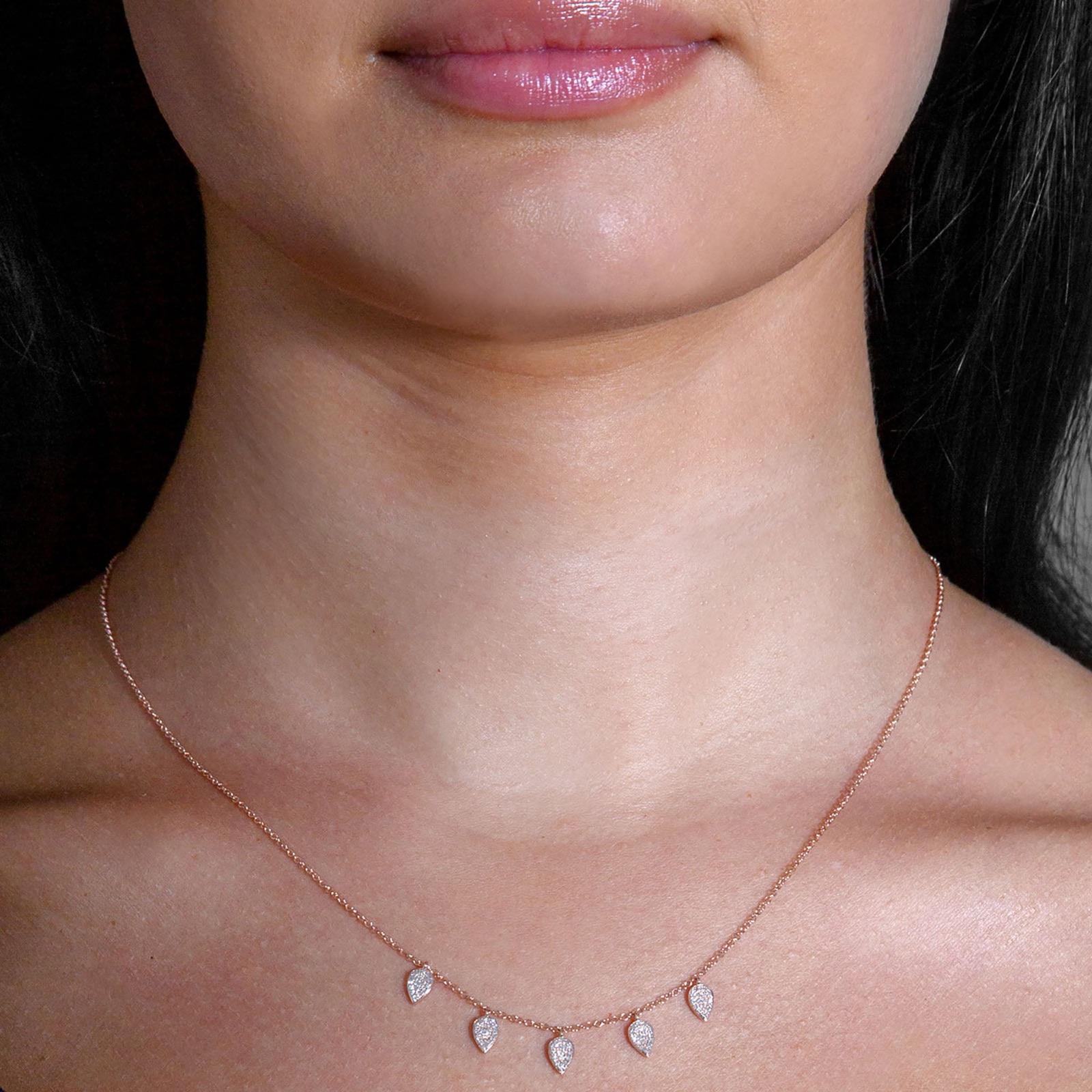 0.20 ctw Pave Diamond Leaves Chain Necklace Pendant-VIRABYANI