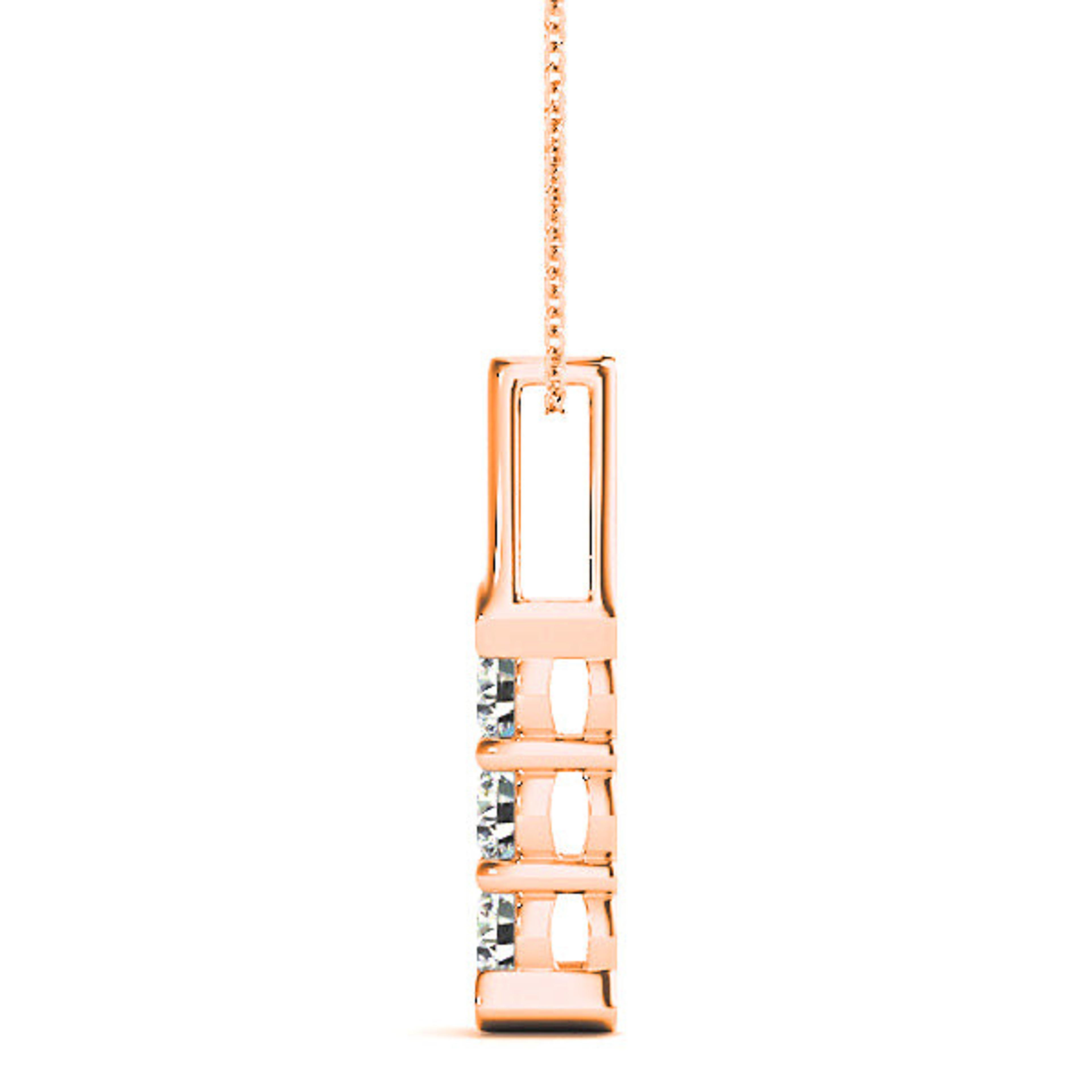 1.00 ctw Diamond Three Stone Necklace Pendant-VIRABYANI
