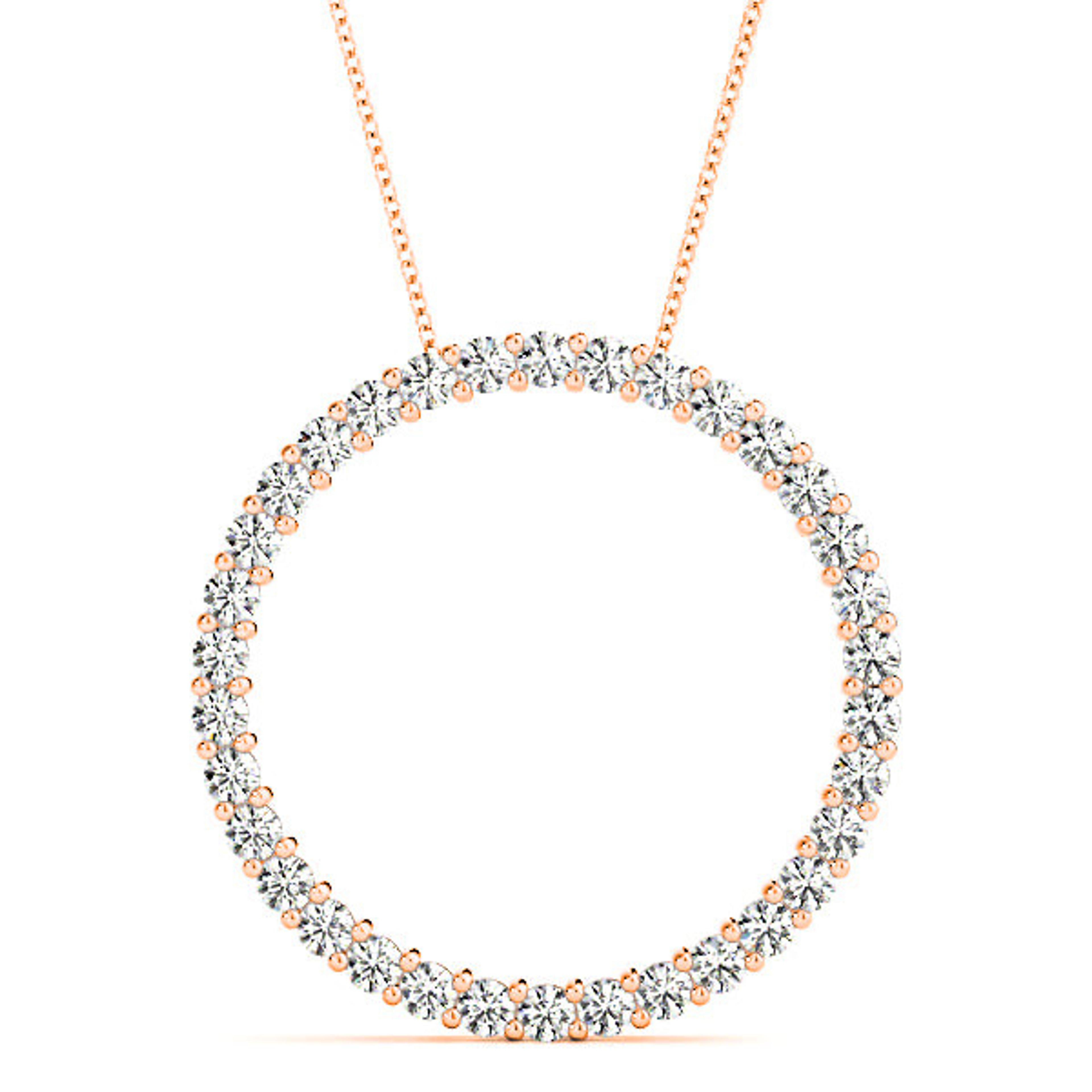 1.02 ctw Diamond Circle Necklace Pendant Shared Prong Set-VIRABYANI