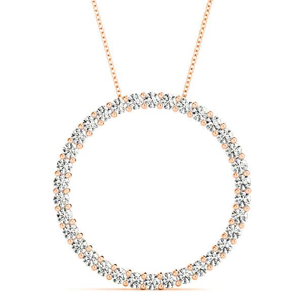 1.02 ctw Diamond Circle Necklace Pendant Shared Prong Set-VIRABYANI