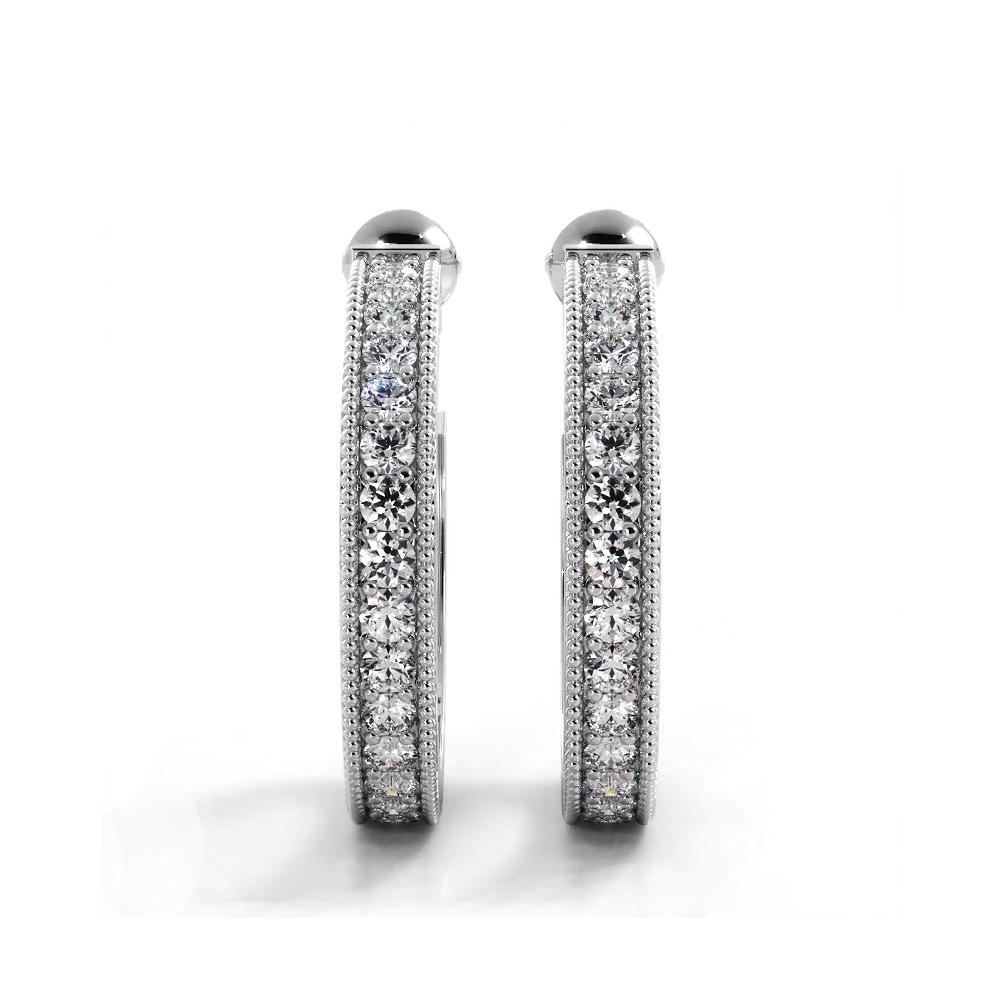 1.0 ct. Round Diamond Milgrain Accent Hoop Earrings
