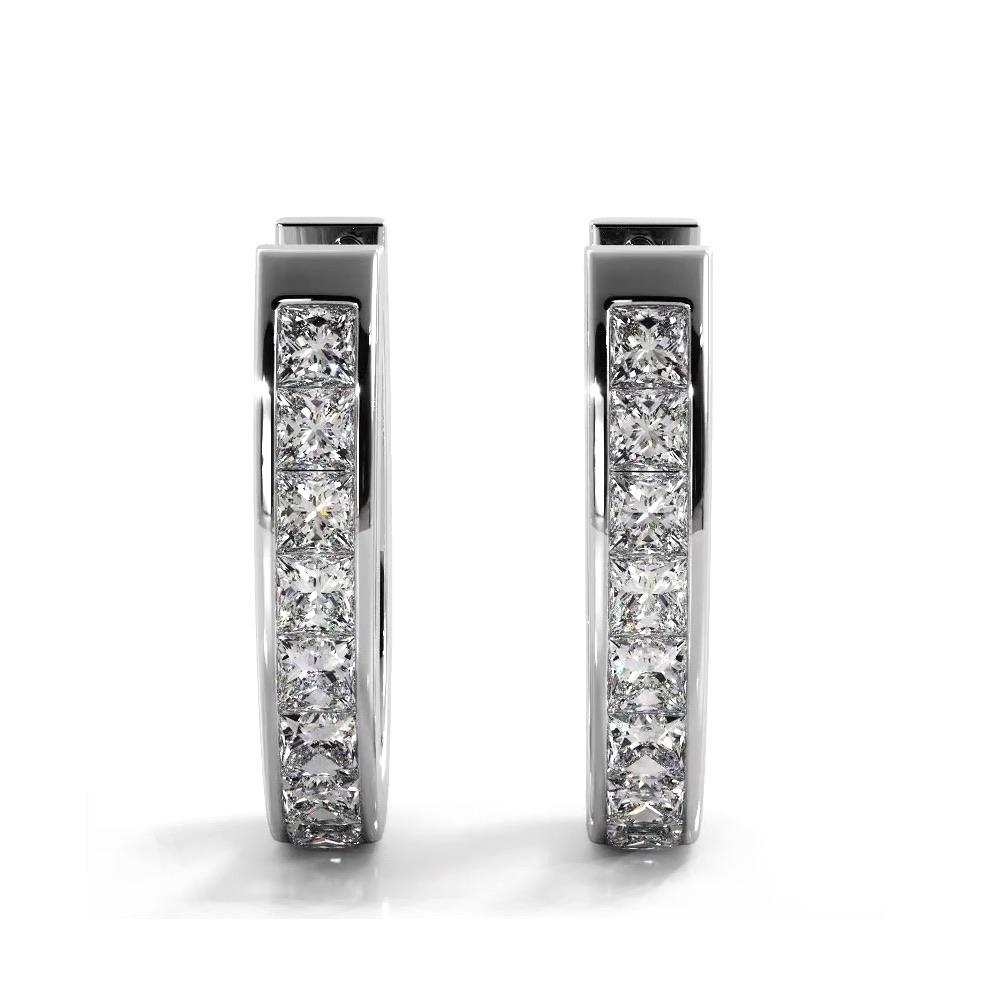 Channel Set 1.0 ctw. Princess Cut Diamond Hoop Earrings