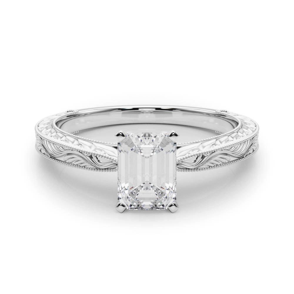 Victoria Emerald Diamond Solitaire Engagement Ring