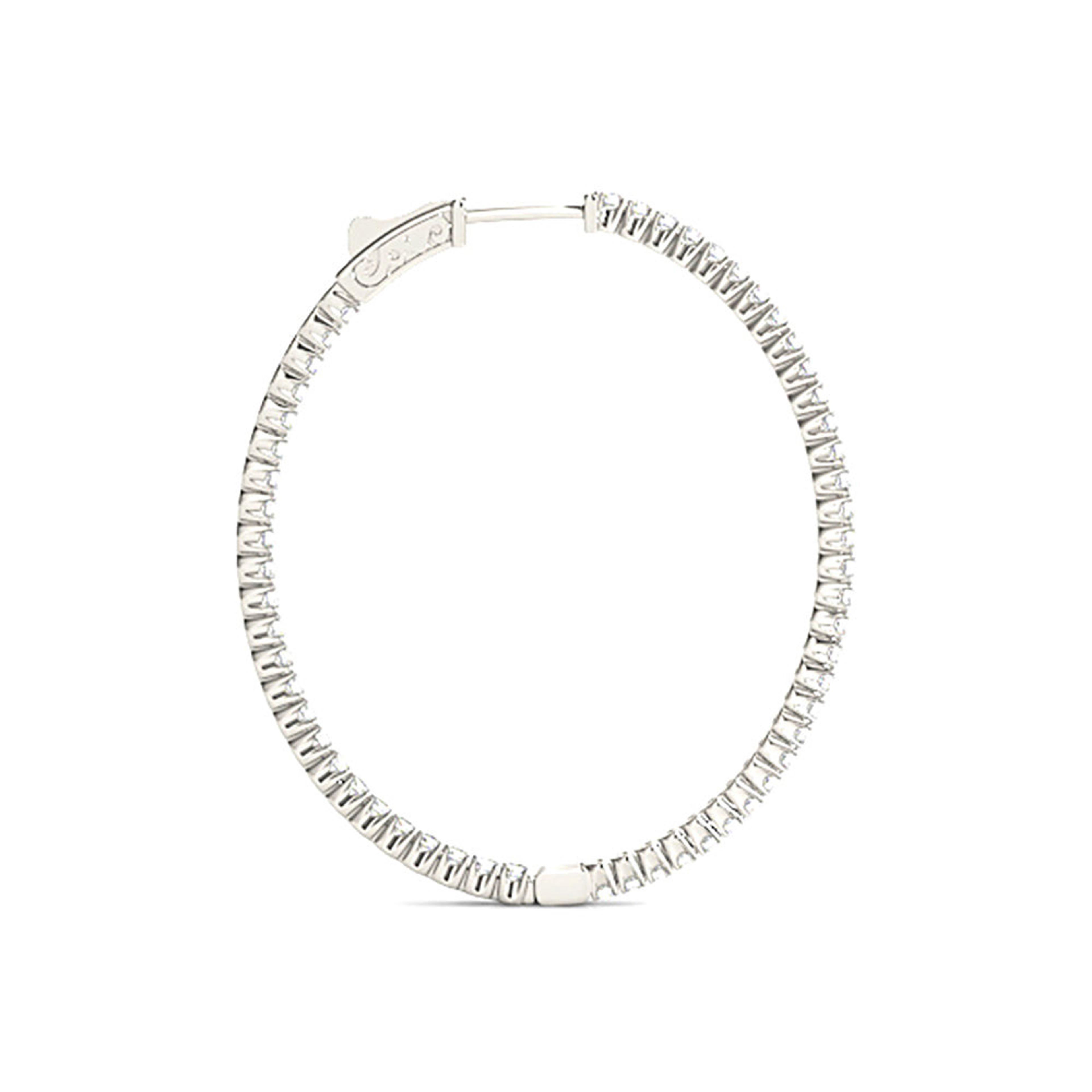 2.25 ctw Diamond Hoop Earrings Oval Inside-Out