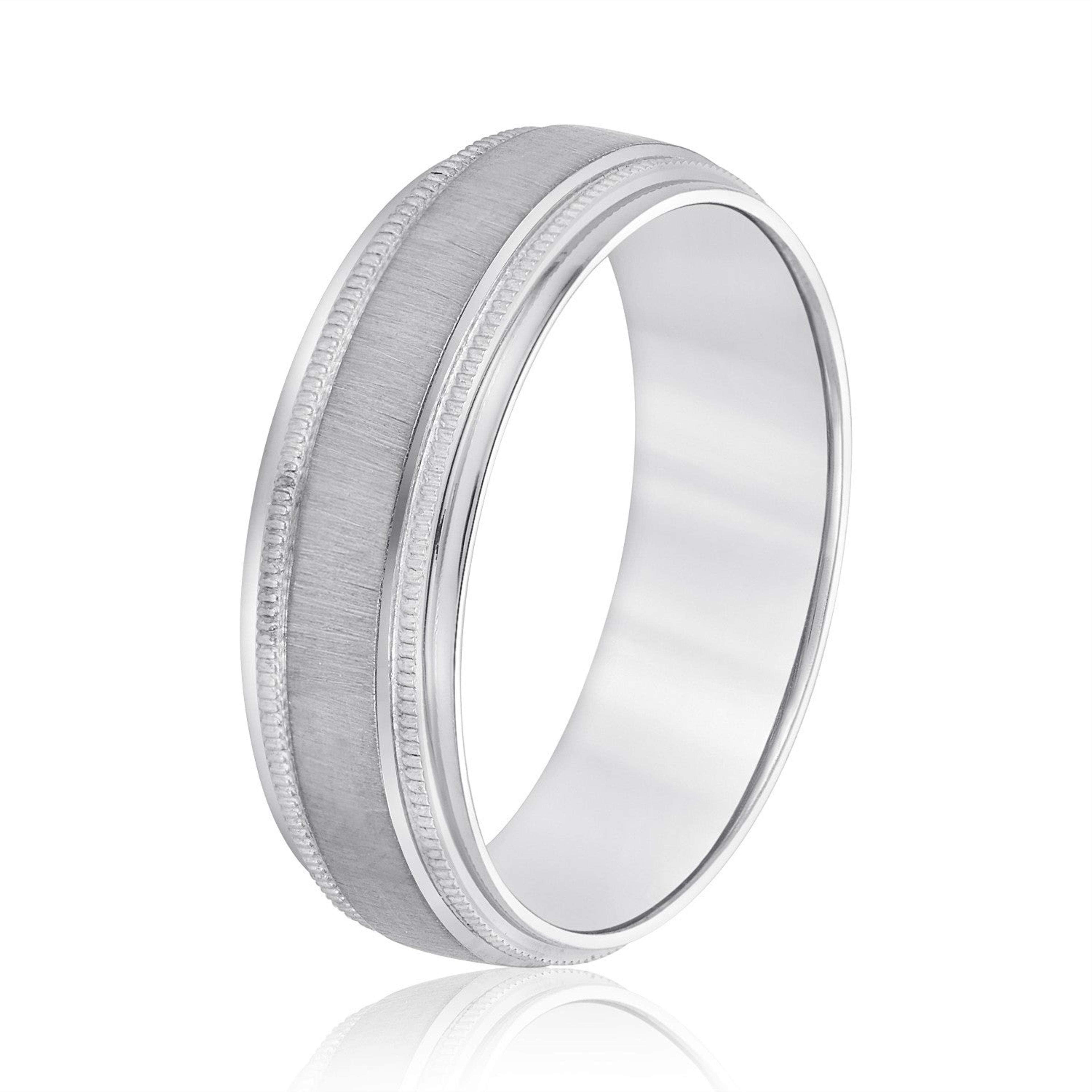 Milgrain Pattern Groove Men's Wedding Band