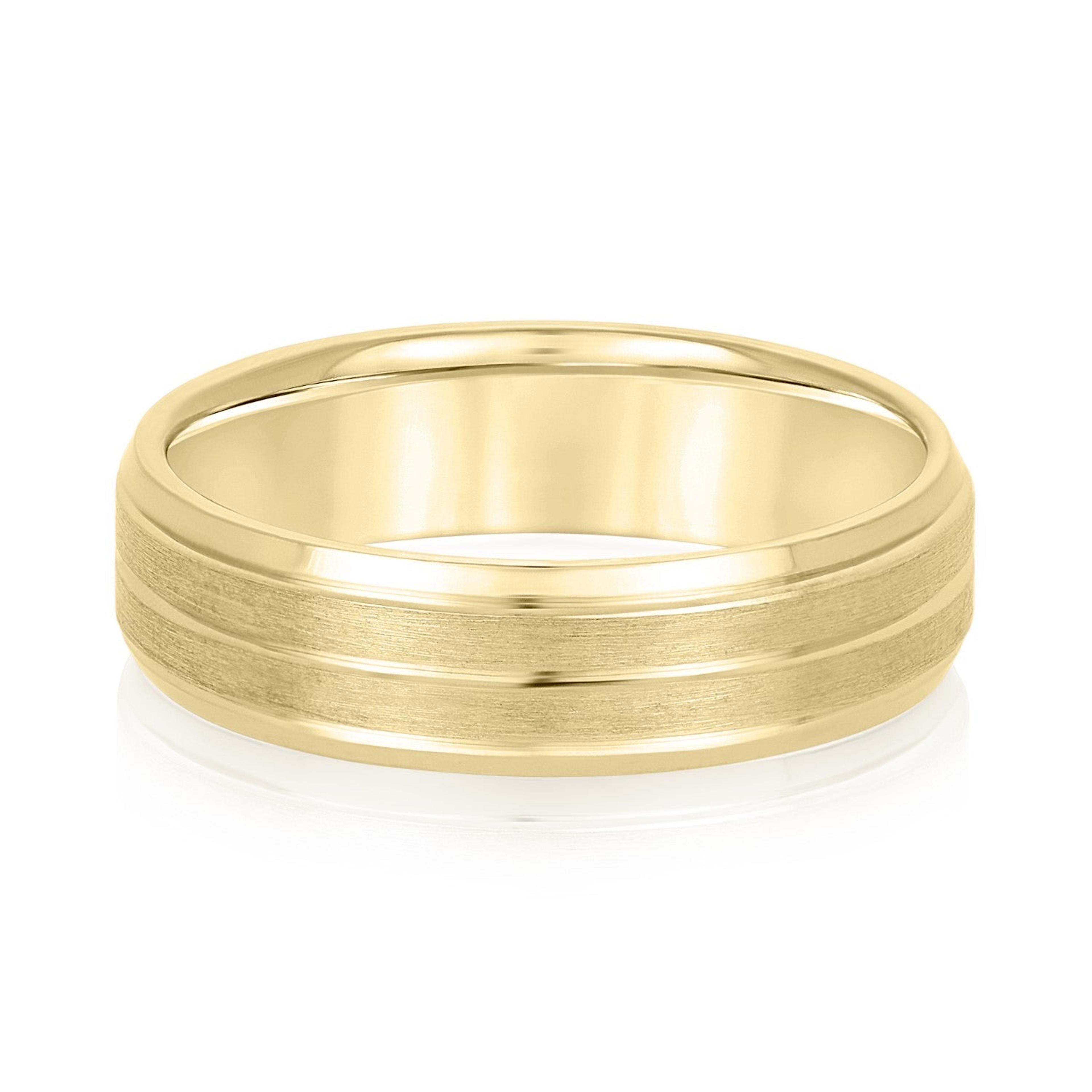 Sand Blast Men's Wedding Band with a Single Center Strip