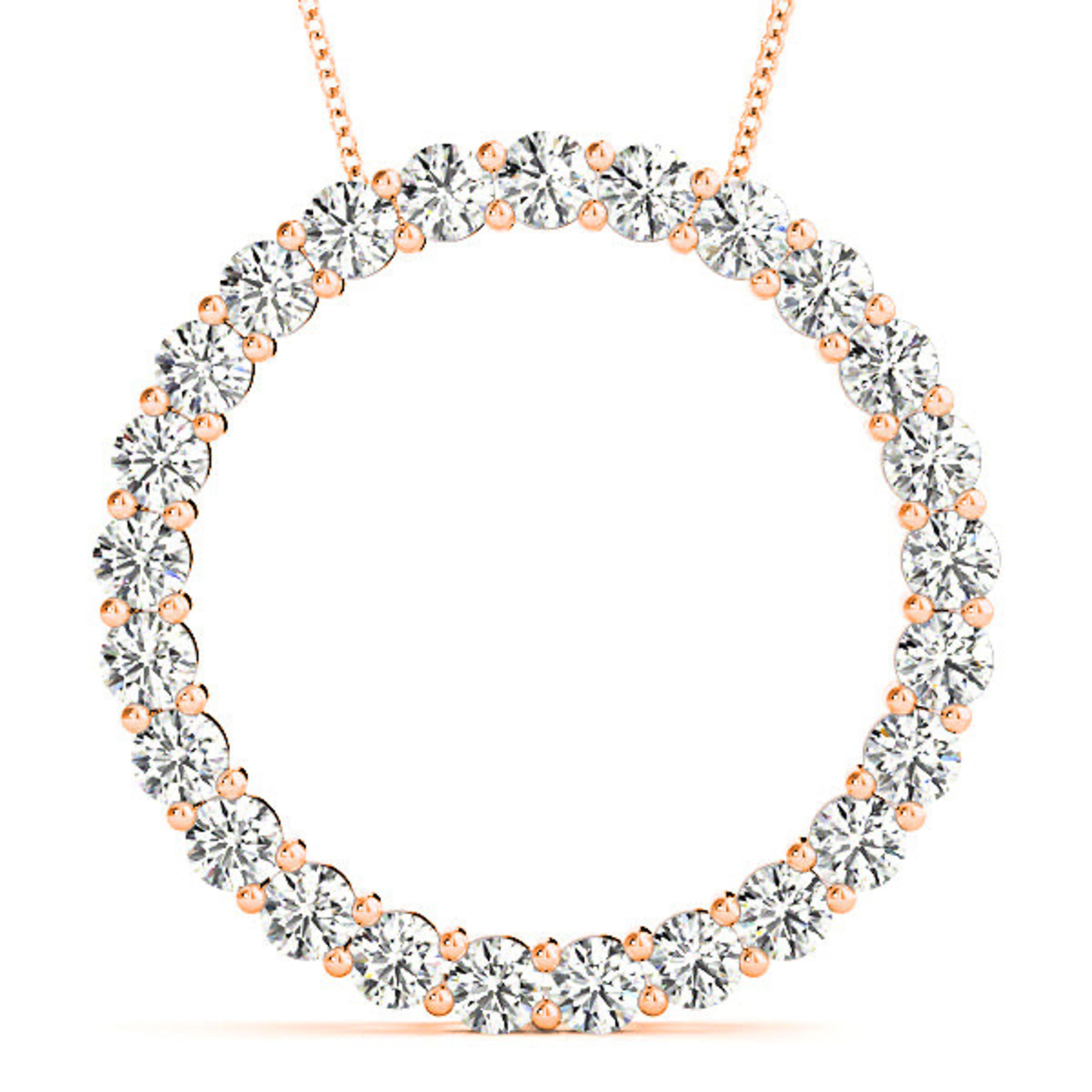 2.0 ctw Diamond Circle Necklace Pendant Shared Prong Set-VIRABYANI