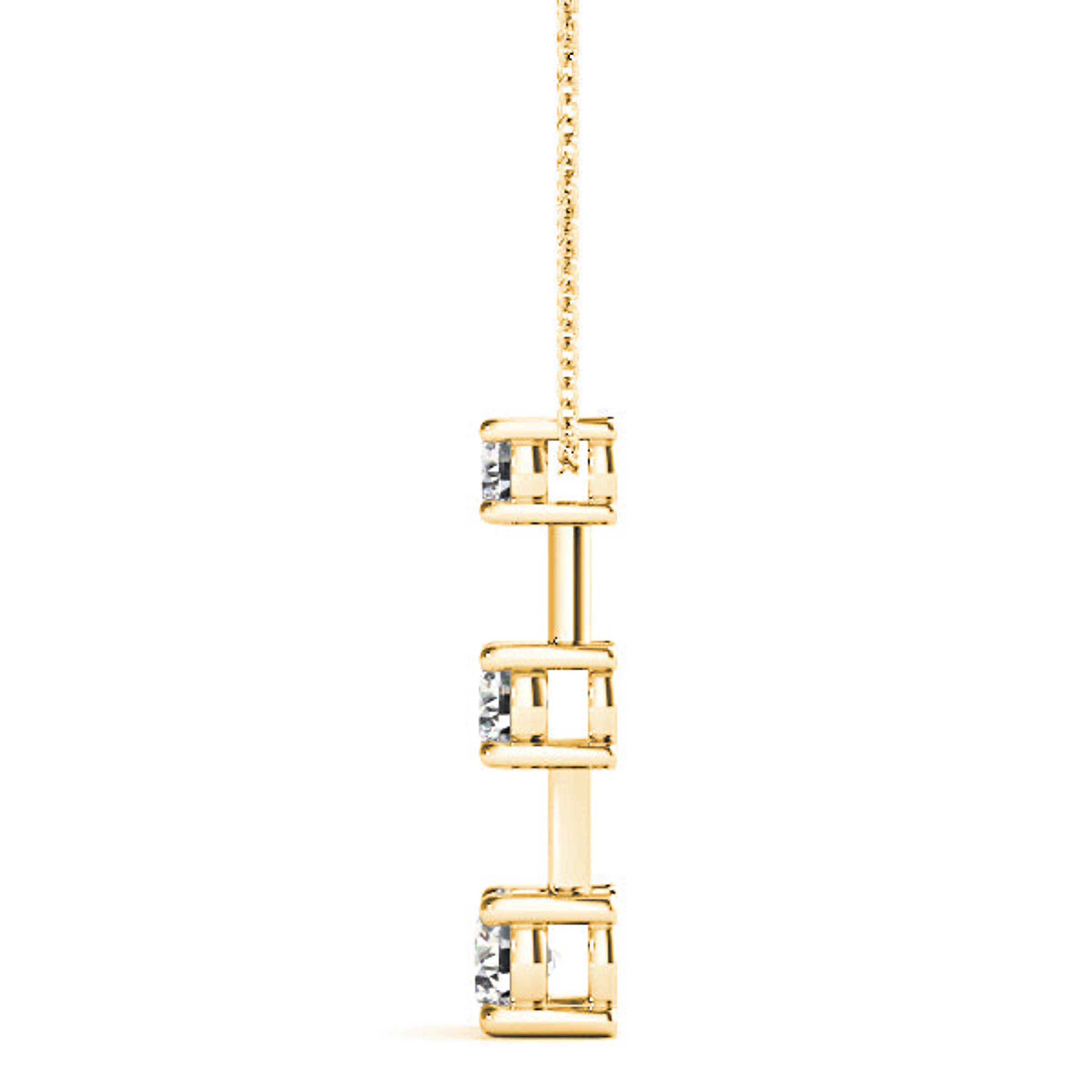 Graduated 1.00 ctw Diamond Three Stone Necklace Pendant-VIRABYANI