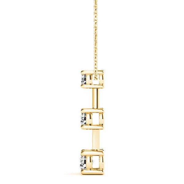 Graduated 1.00 ctw Diamond Three Stone Necklace Pendant-VIRABYANI