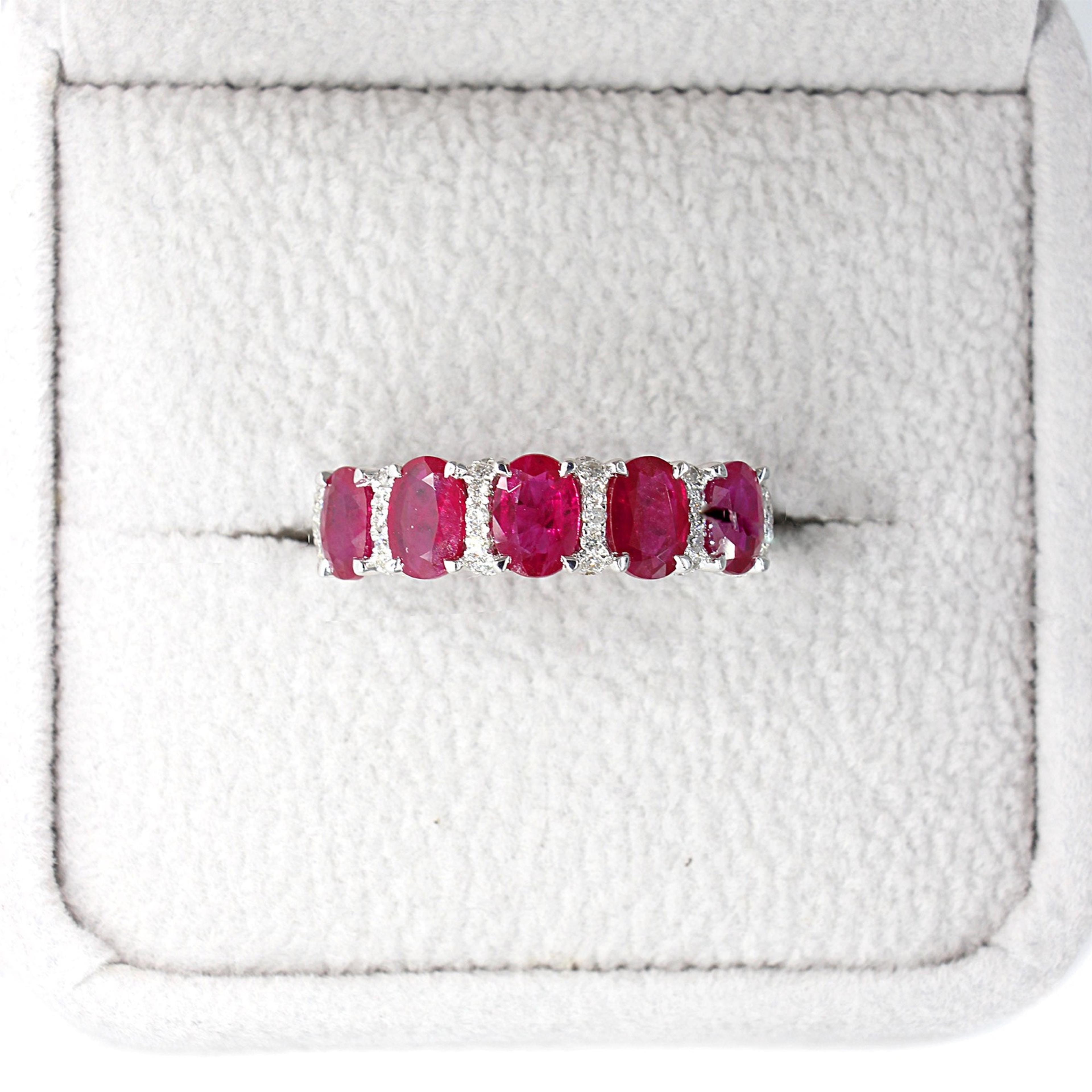 2.32 ctw. Genuine Oval Ruby Band With 0.23 ctw. Diamonds-VIRABYANI