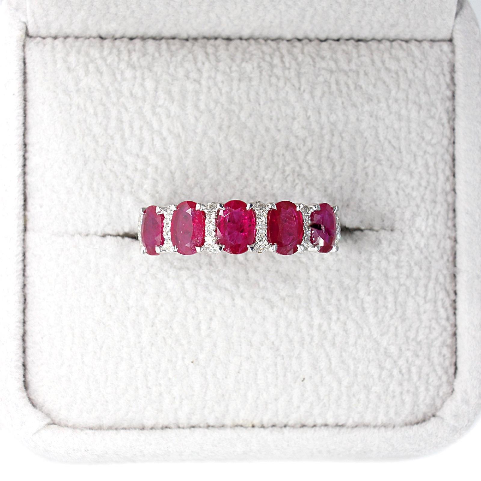 2.32 ctw. Genuine Oval Ruby Band With 0.23 ctw. Diamonds-VIRABYANI