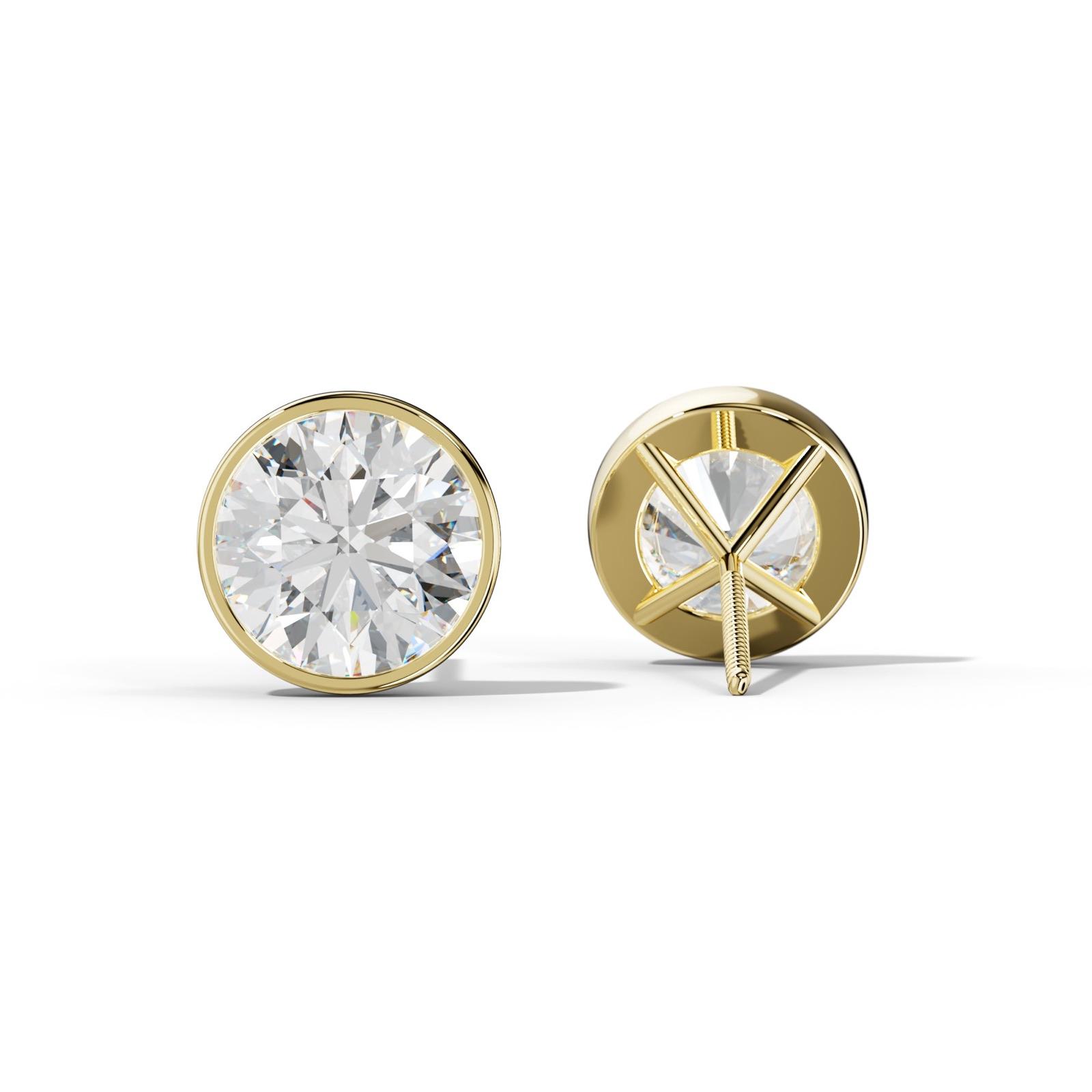 Round Diamond Stud Earrings With Martini Bezel Set