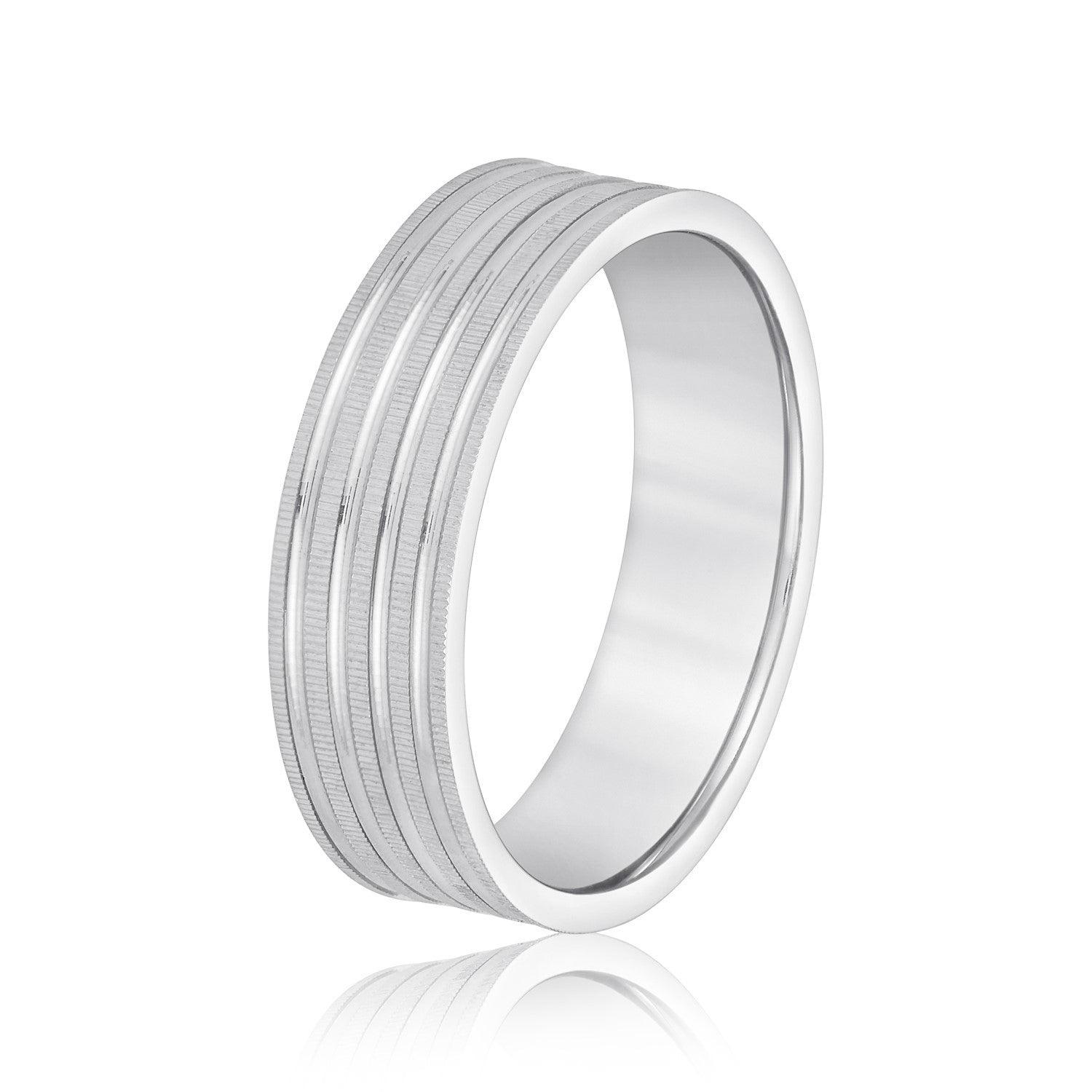 Men's Grooved Textured Wedding Band