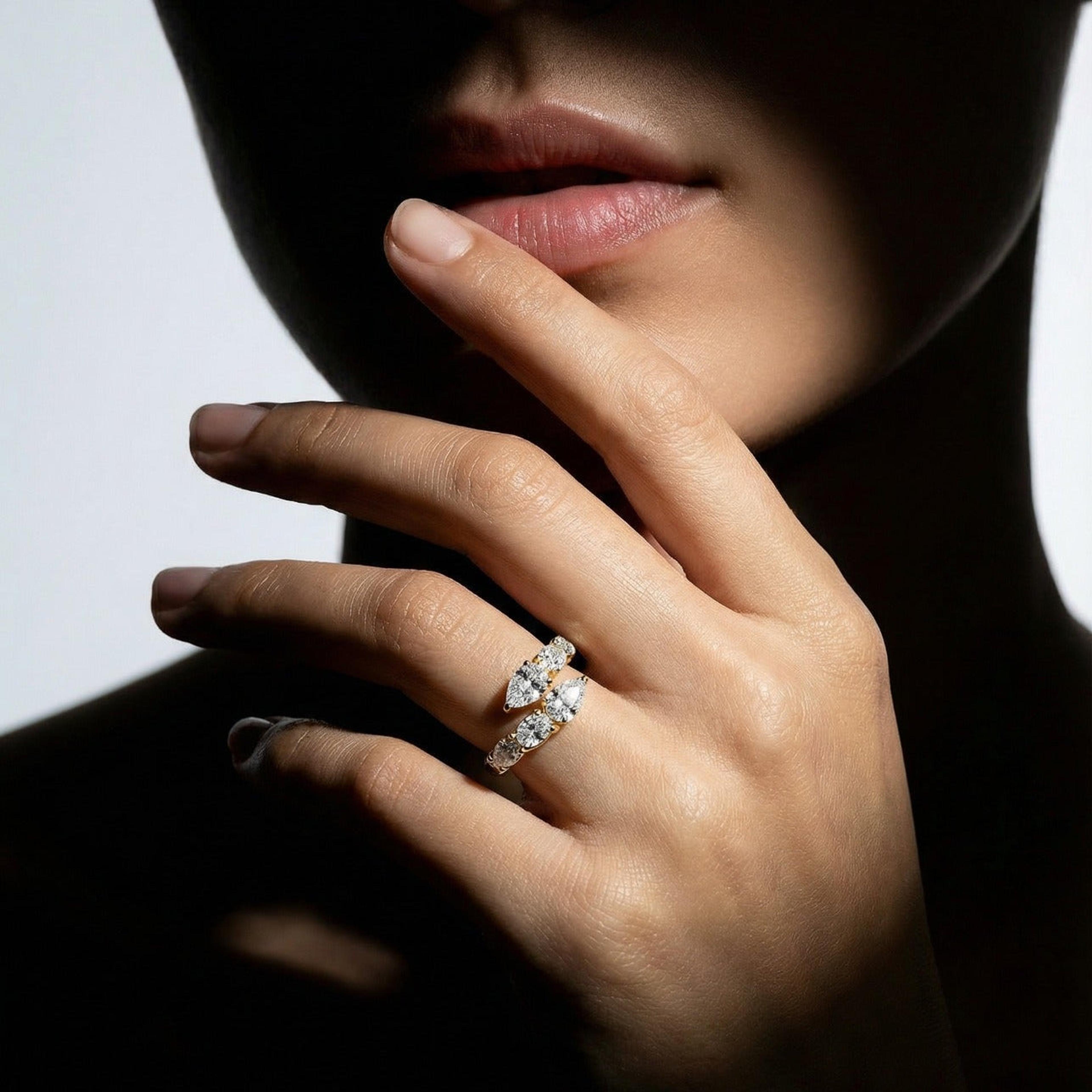 4.0 ct Oval and Pear Shape Diamond Open Wedding Band