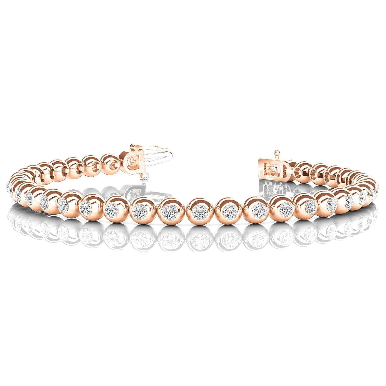 3.00 ctw Round Diamond Bezel Set Tennis Bracelet-VIRABYANI