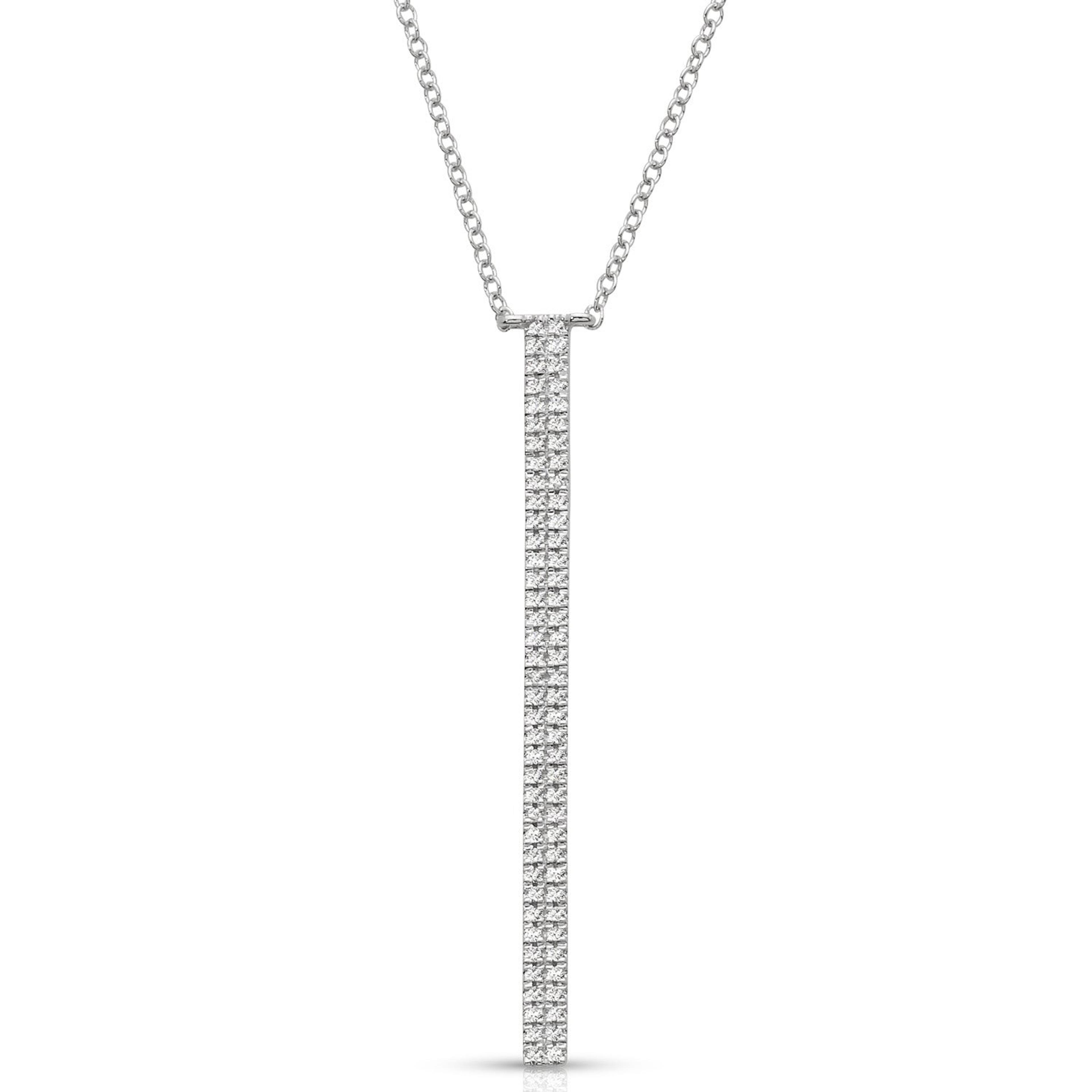 Double Row Pave Set 0.20 ctw Diamond Necklace Pendant-VIRABYANI