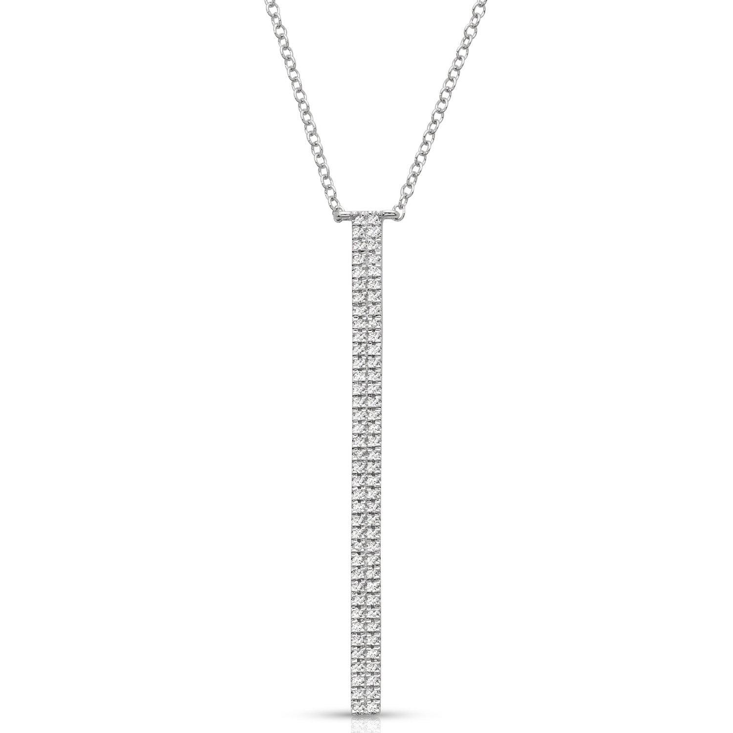 Double Row Pave Set 0.20 ctw Diamond Necklace Pendant-VIRABYANI
