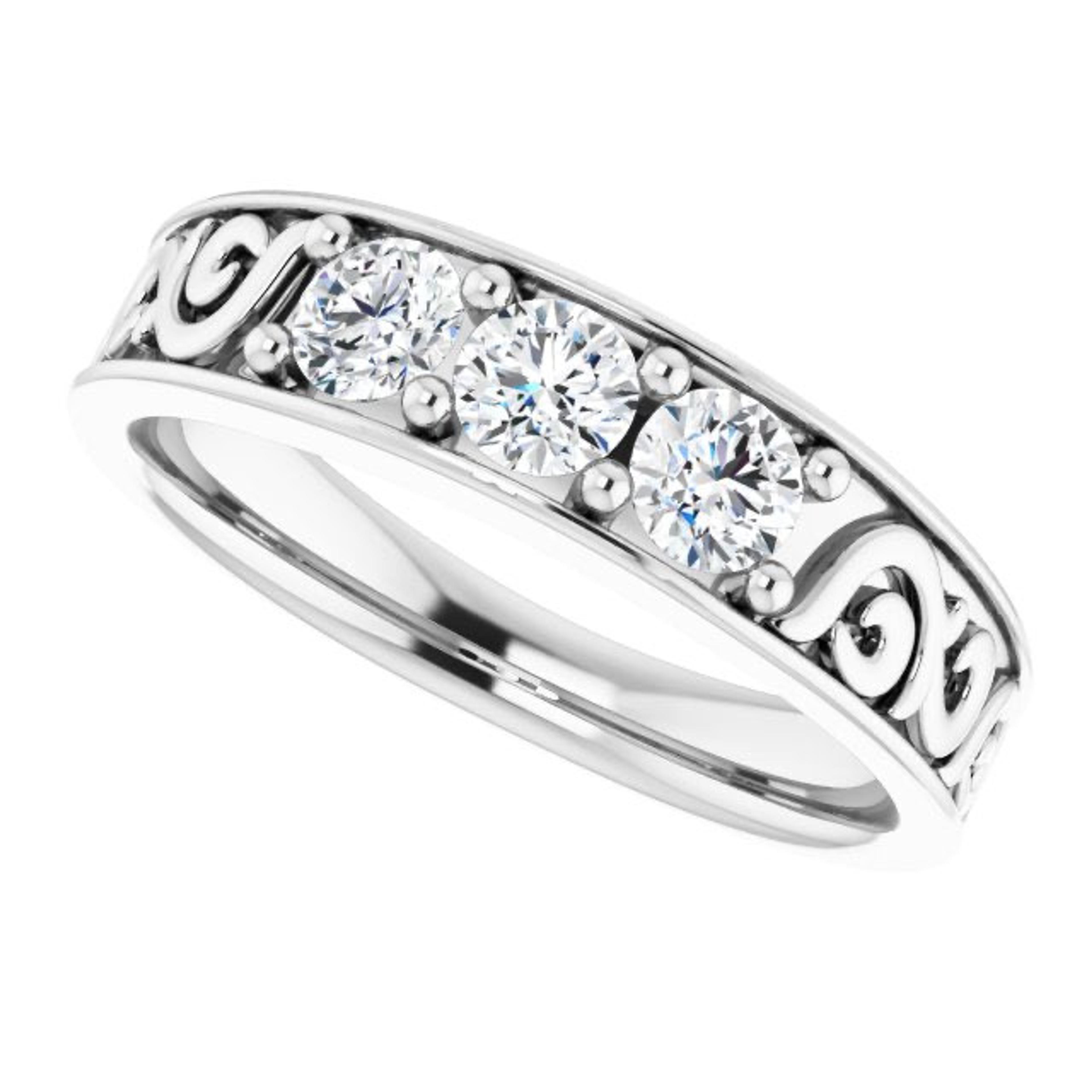 0.75 ctw Round Diamond Filigree Accent Men's Ring Vintage Inspired