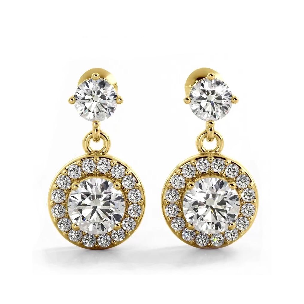 1.0 ctw. Round Diamond Heavenly Halo Drop Earrings