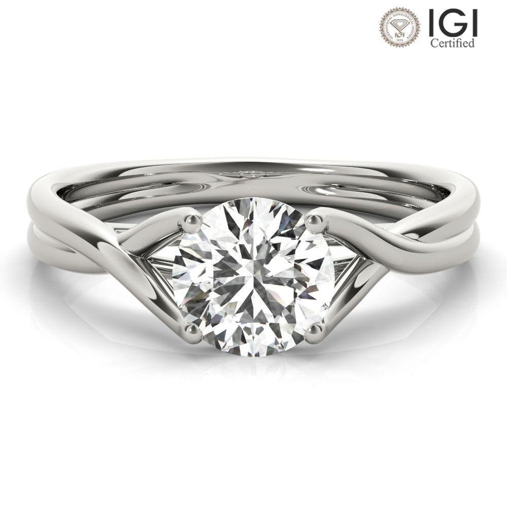 Amara Round Lab Grown Diamond Solitaire Engagement Ring IGI Certified