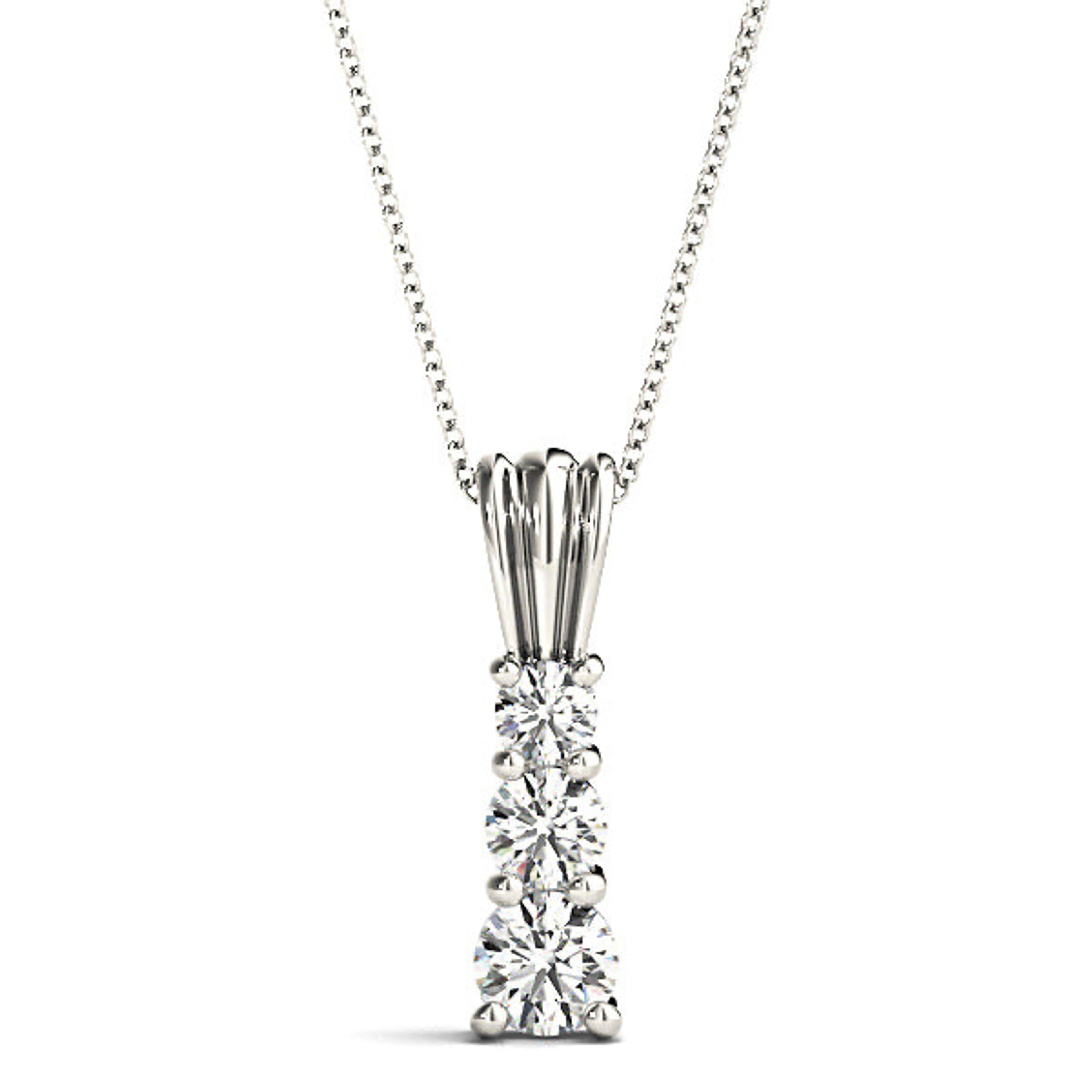 Graduated 1.00 ctw Diamond Three Stone Necklace Pendant-VIRABYANI