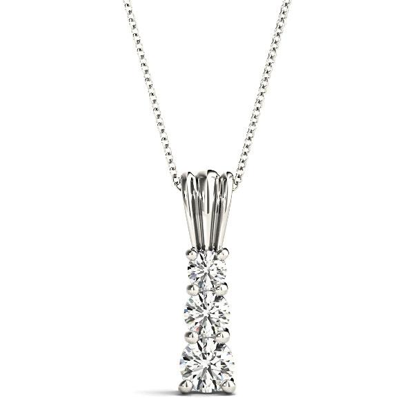 Graduated 1.00 ctw Diamond Three Stone Necklace Pendant-VIRABYANI