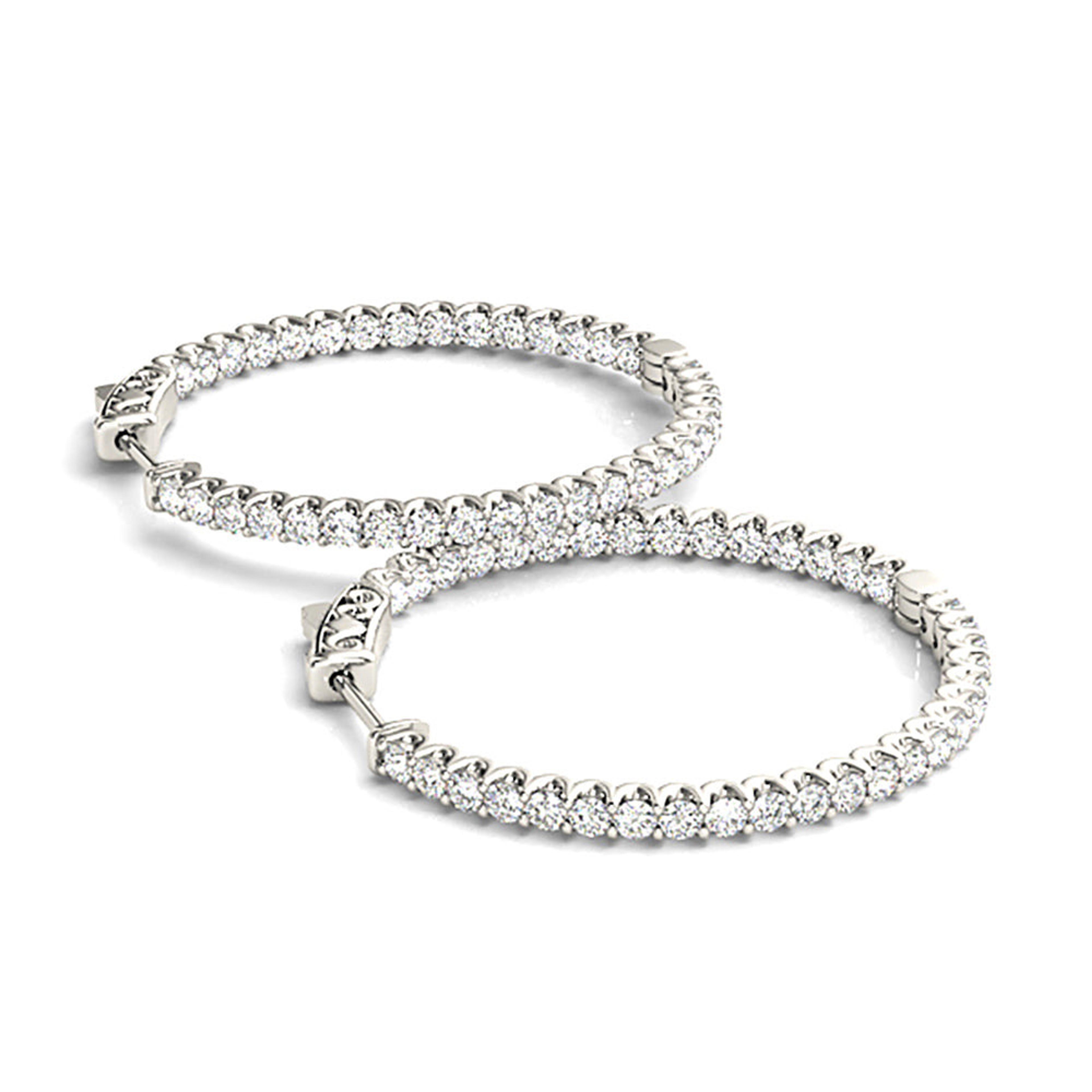 Inside-Out 1.50 ctw Diamond Hoop Earrings "U" Prong Set