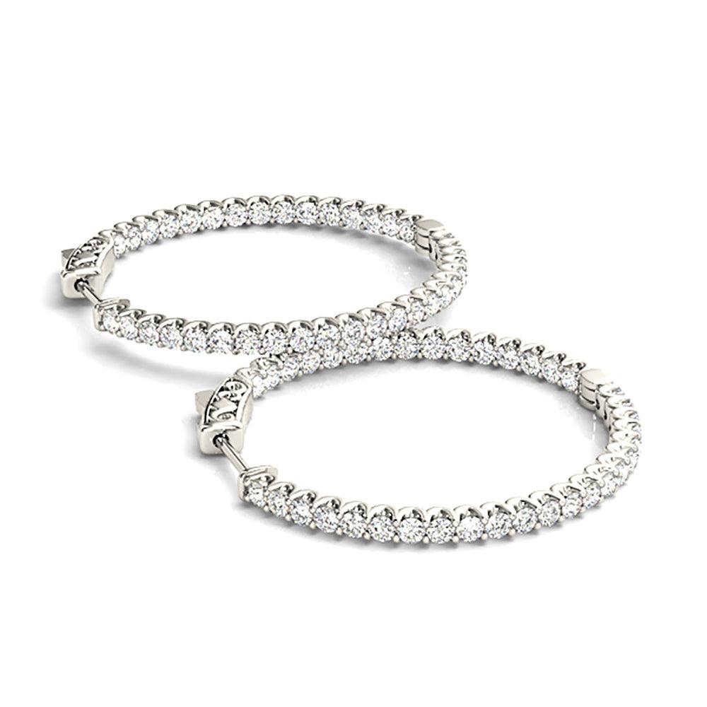 Inside-Out 1.50 ctw Diamond Hoop Earrings "U" Prong Set