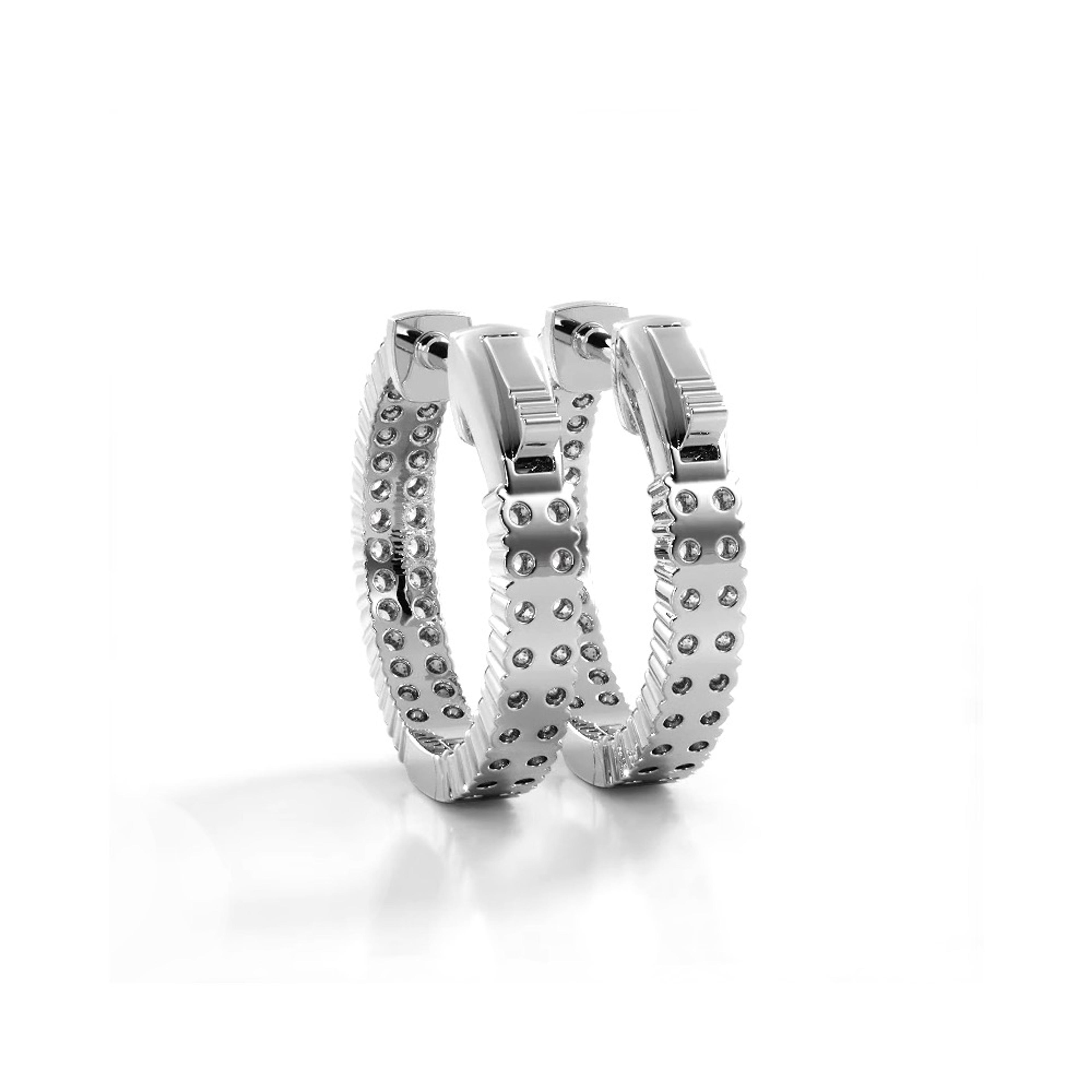 1.20 ctw. Double Row Inside Out Diamond Petite Hoop Earrings